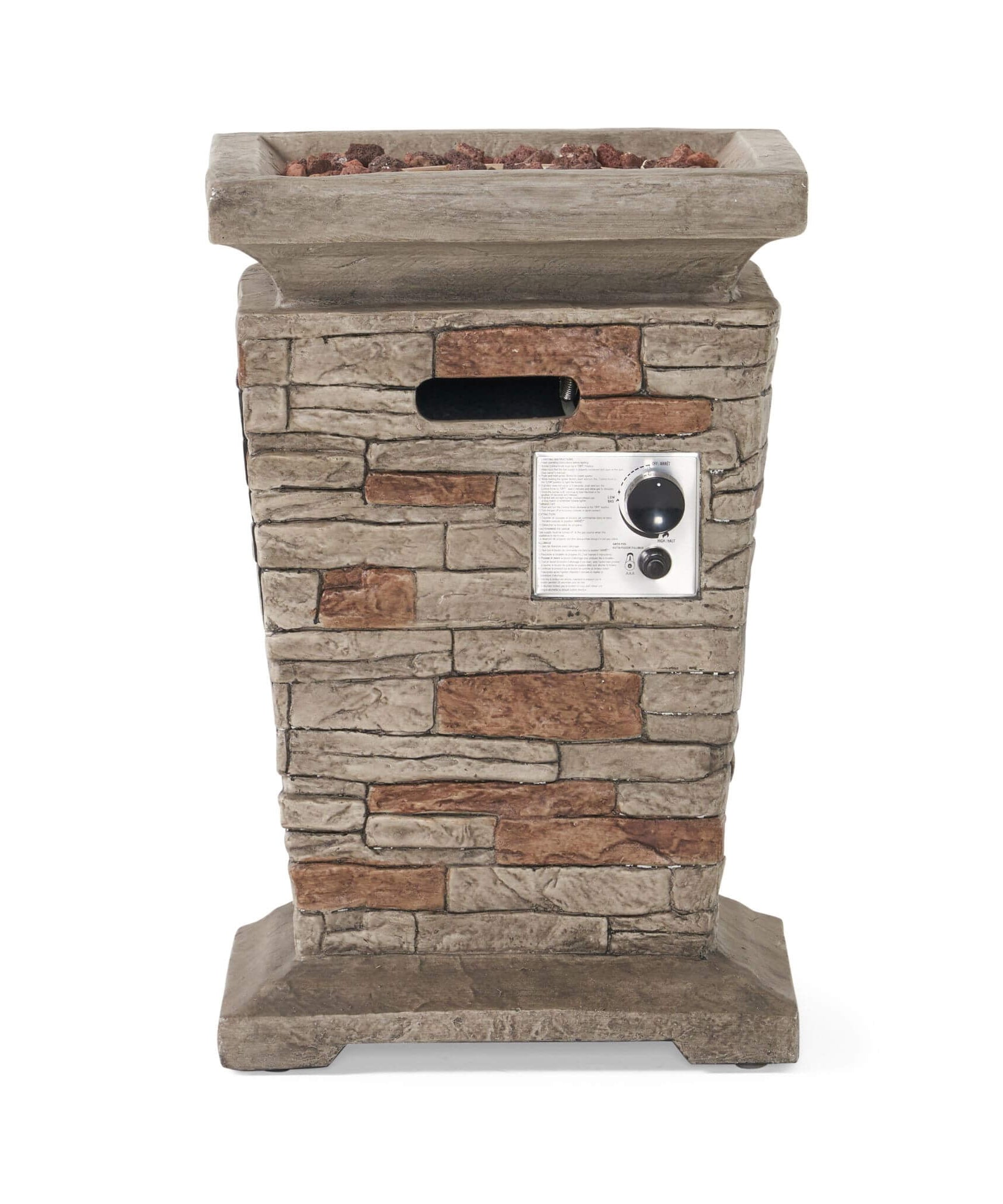 Alora 19-Inch Outdoor 40K BTU Natural Stone Fire Column (SAK36771)