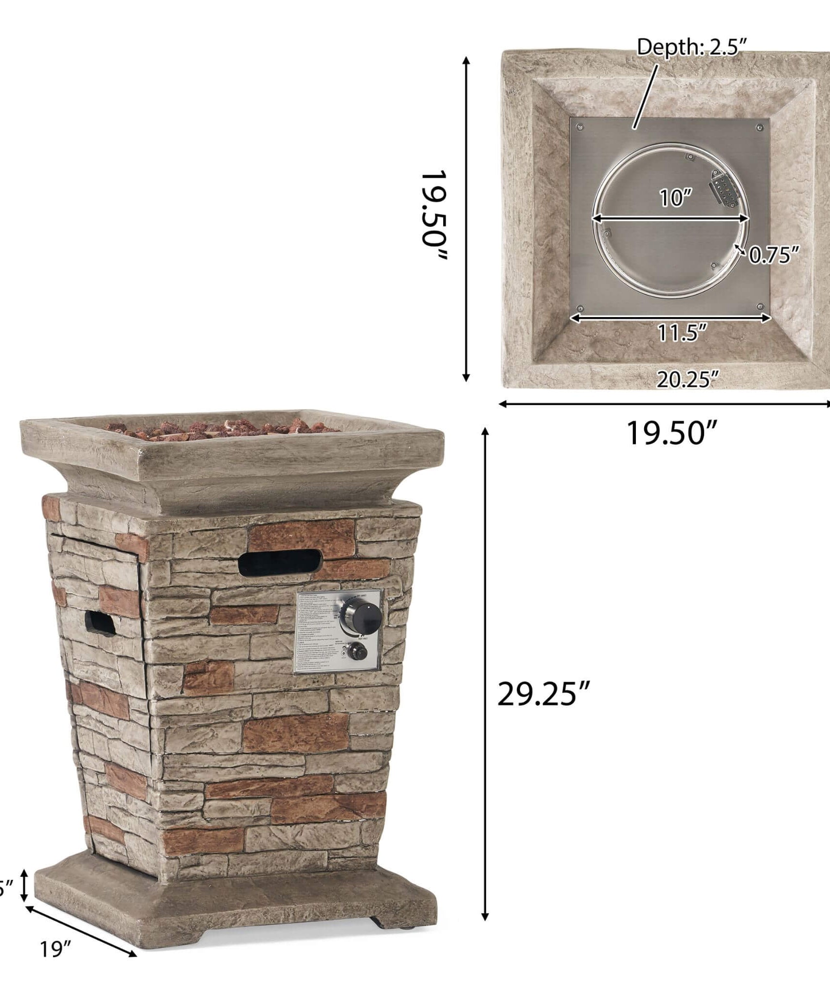 Alora 19-Inch Outdoor 40K BTU Natural Stone Fire Column (SAK36771)