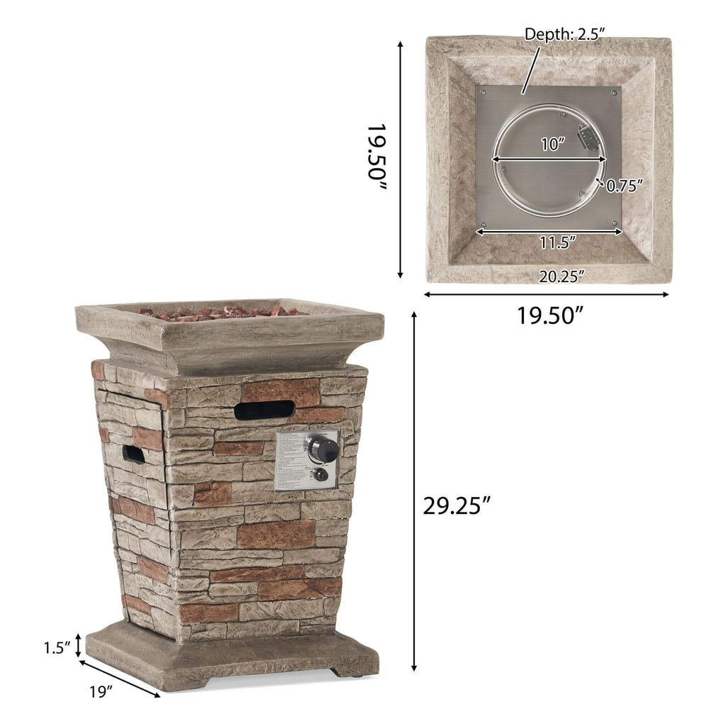 Alora 19-Inch Outdoor 40K BTU Natural Stone Fire Column (SAK36771)
