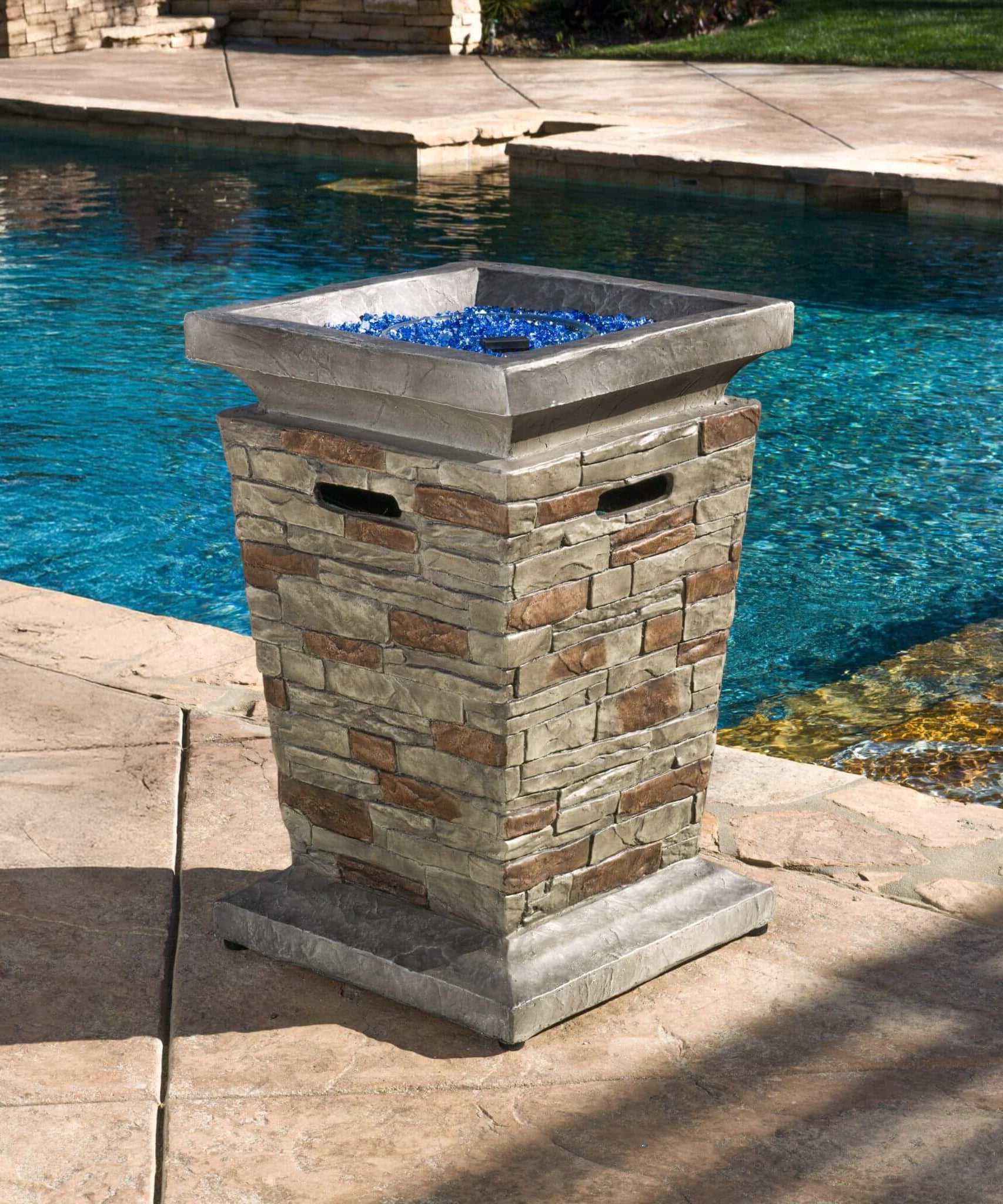 Alora 19-Inch Outdoor 40K BTU Natural Stone Fire Column (SAK36771)