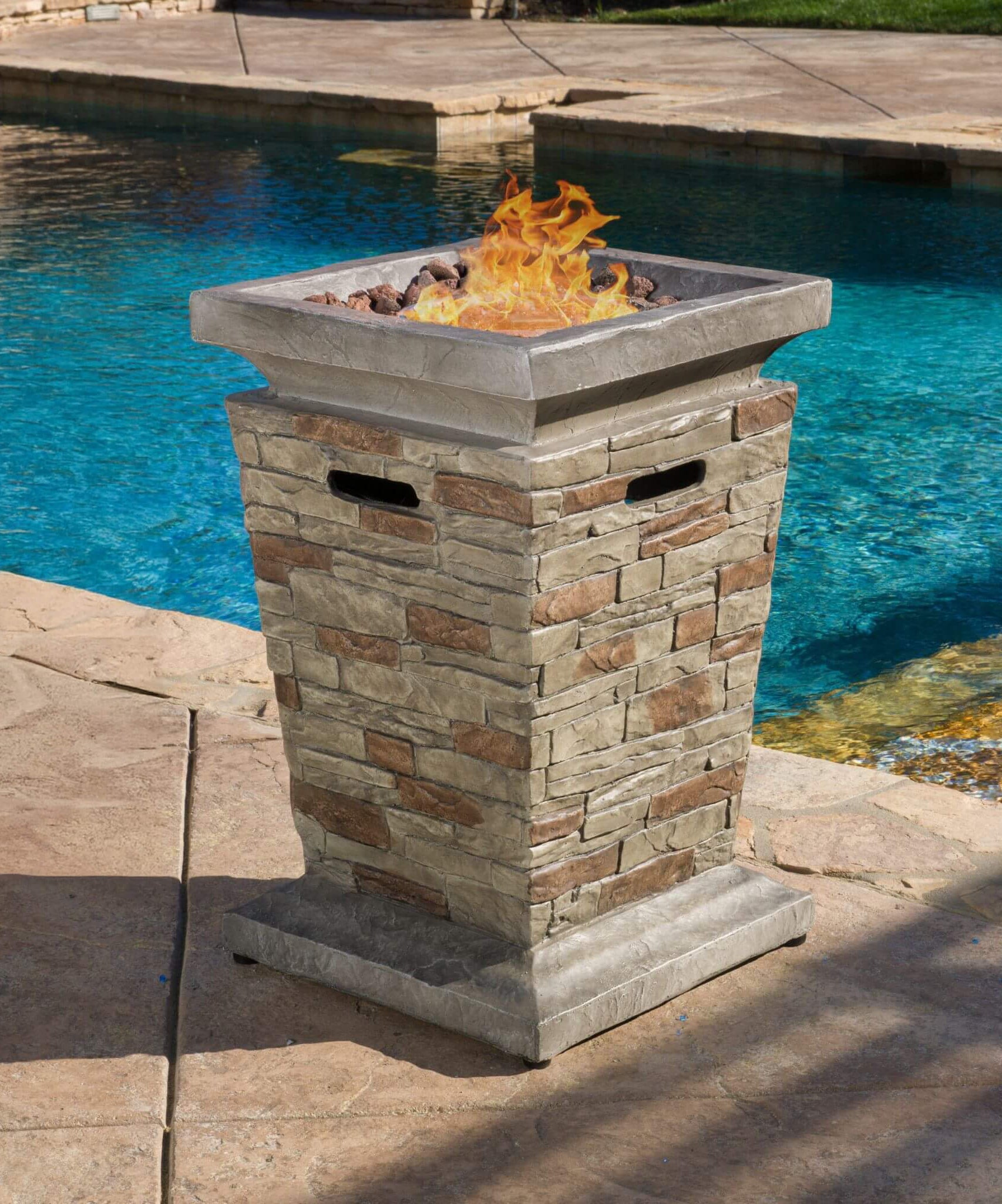 Alora 19-Inch Outdoor 40K BTU Natural Stone Fire Column (SAK36771)