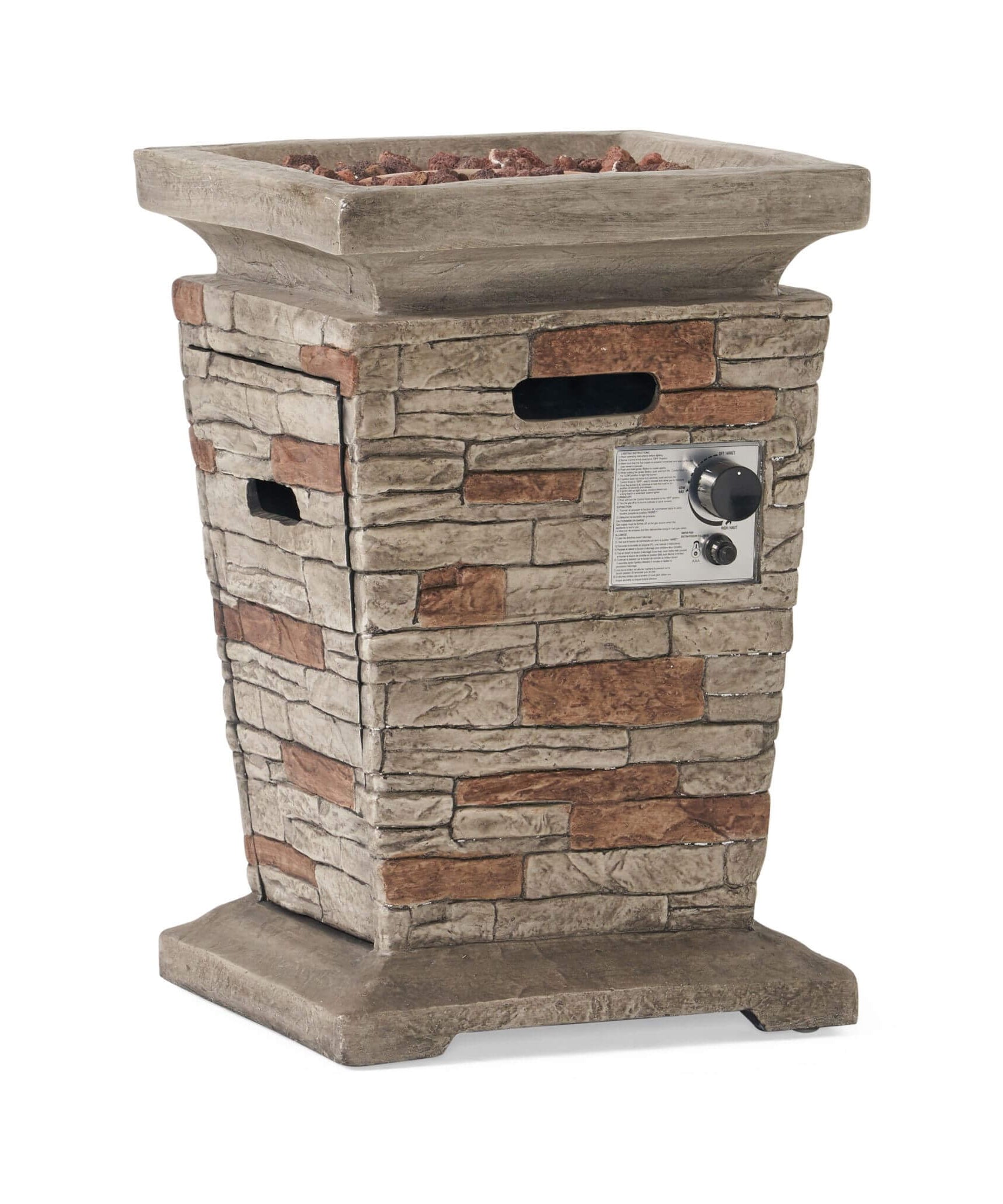 Alora 19-Inch Outdoor 40K BTU Natural Stone Fire Column (SAK36771)