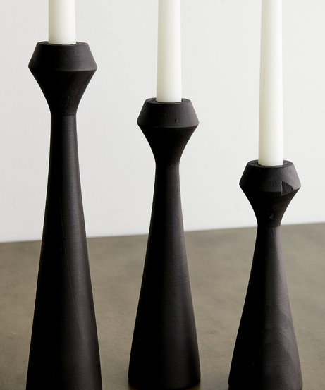 Tapered Diamond Wood Candle Holder