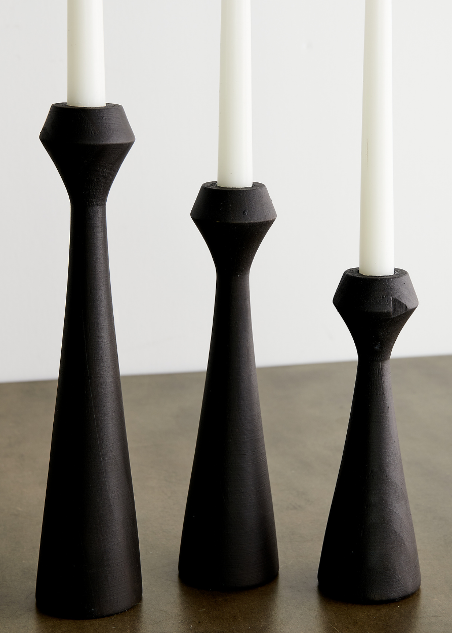 Tapered Diamond Wood Candle Holder