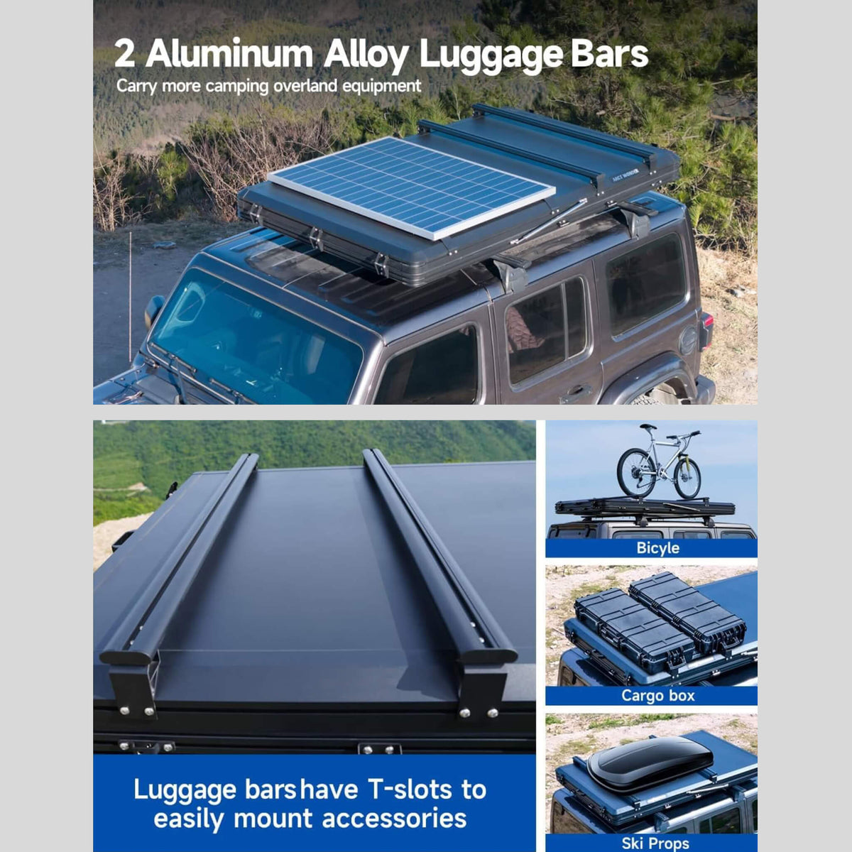 ThermalPeak 2-Person Aluminum Hardshell Pop-Up Rooftop Tent With Solar Panel And Winter Thermal Layer (SAK37481)