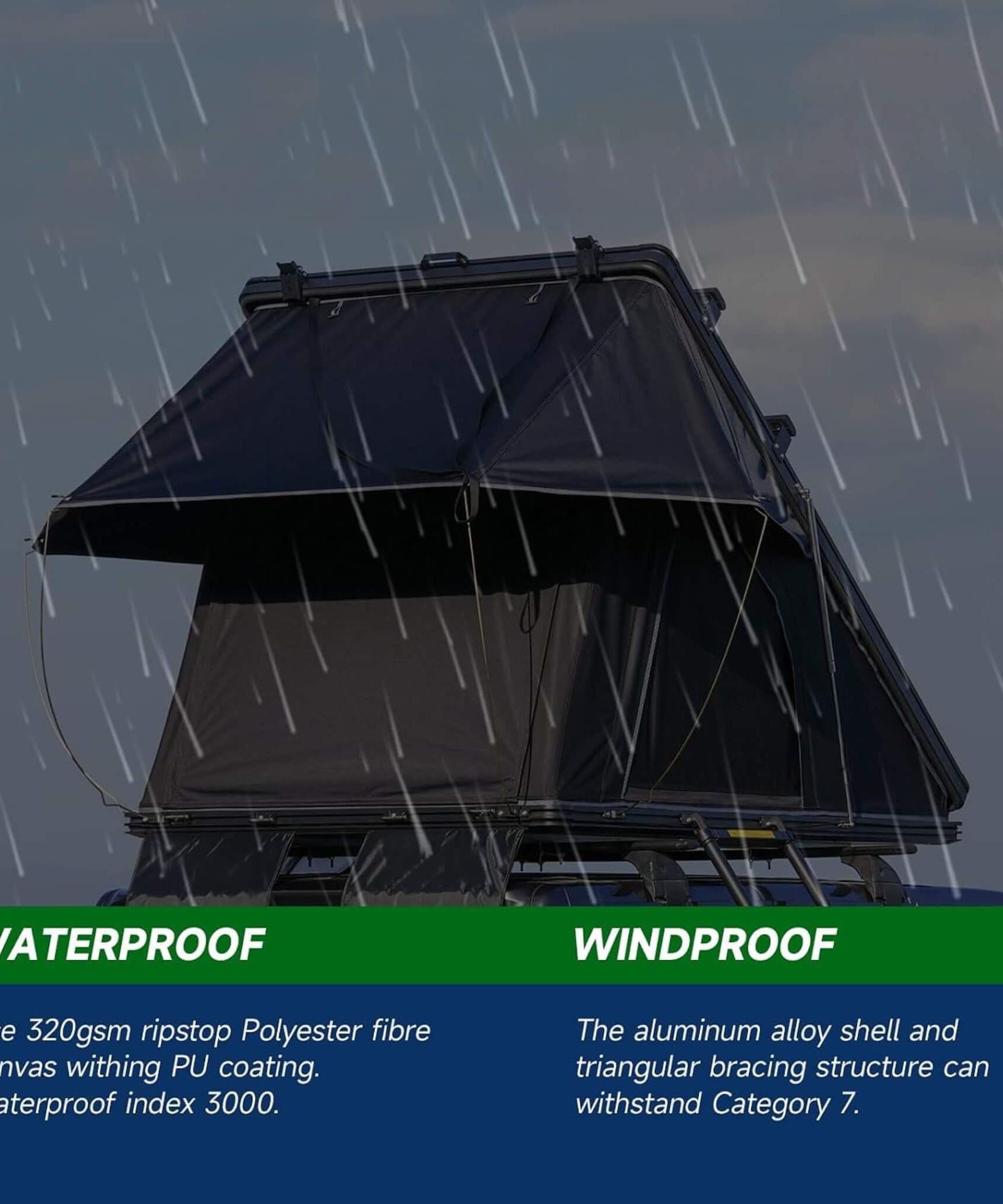 VoltPeak 2-Person Hardshell Pop-Up Rooftop Tent With Solar Panel (SAK26379)