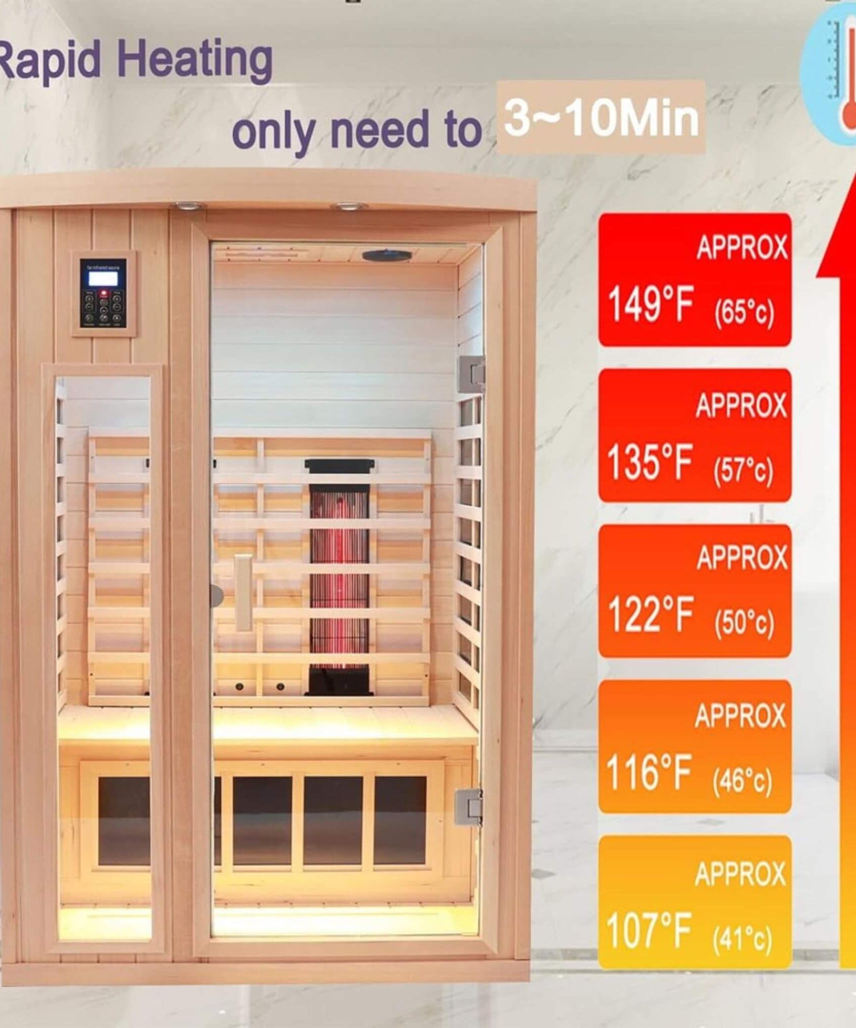 Thermora Orien Premium 2-Person Low EMF FAR-Infrared Heat Wood Home Personal Spa Sauna With Ceramic Heaters, 1760W (SAK25714)