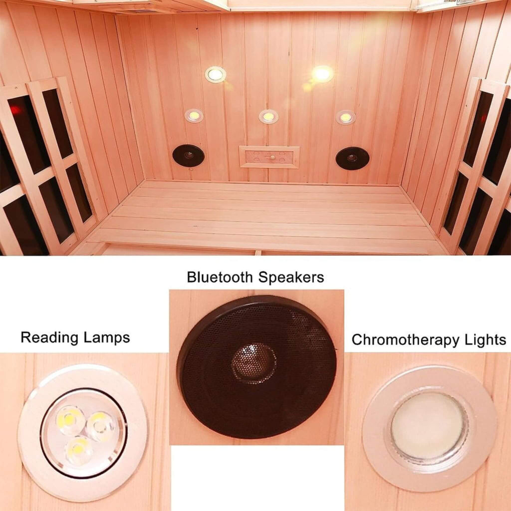 Thermora Orien Premium 2-Person Low EMF FAR-Infrared Heat Wood Home Personal Spa Sauna With Ceramic Heaters, 1760W (SAK25714)