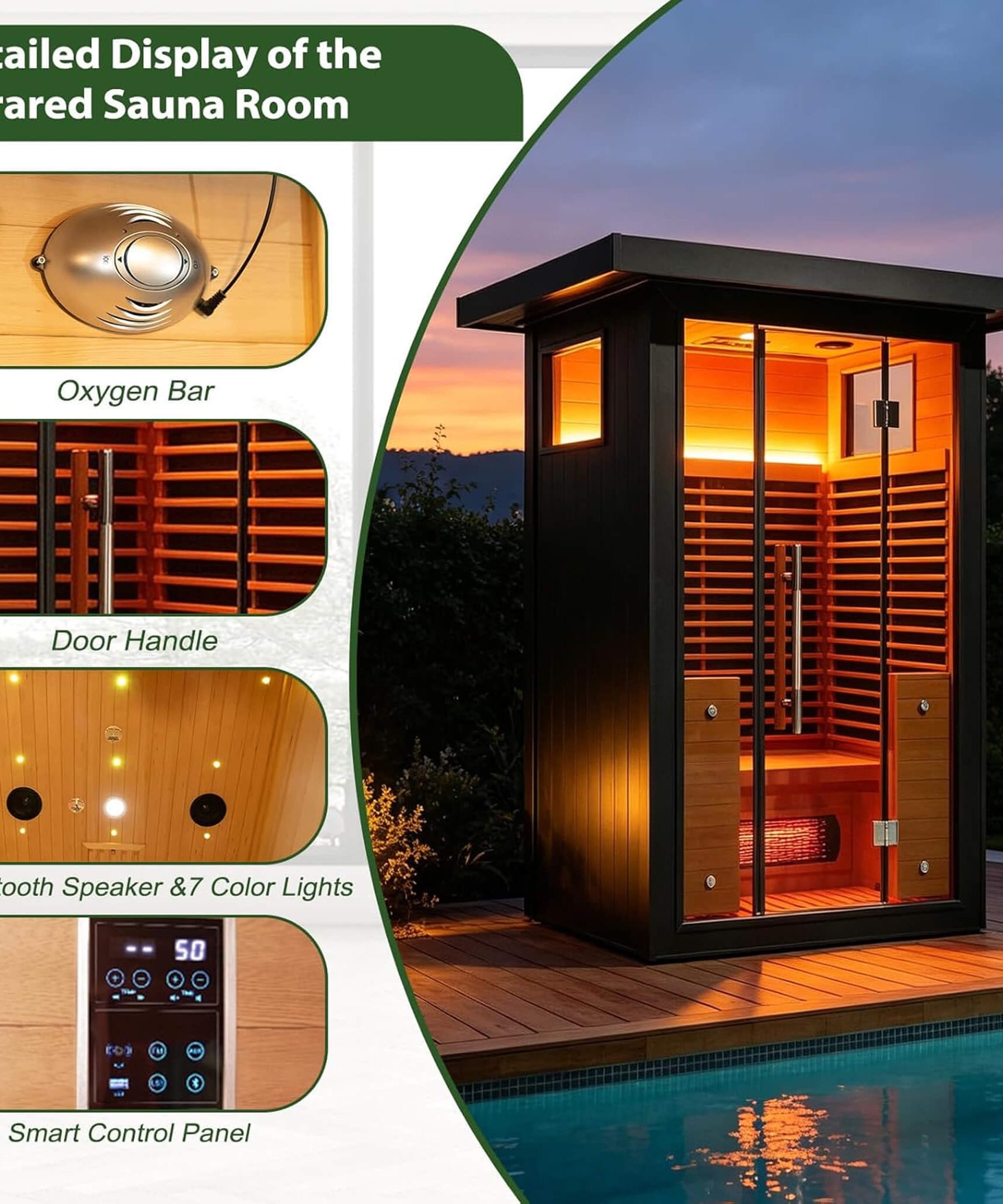 Thermora Lugano 2-Person Outdoor Full-Spectrum Infrared Sauna With Aluminum Alloy Exterior & WiFi (SAK14973)