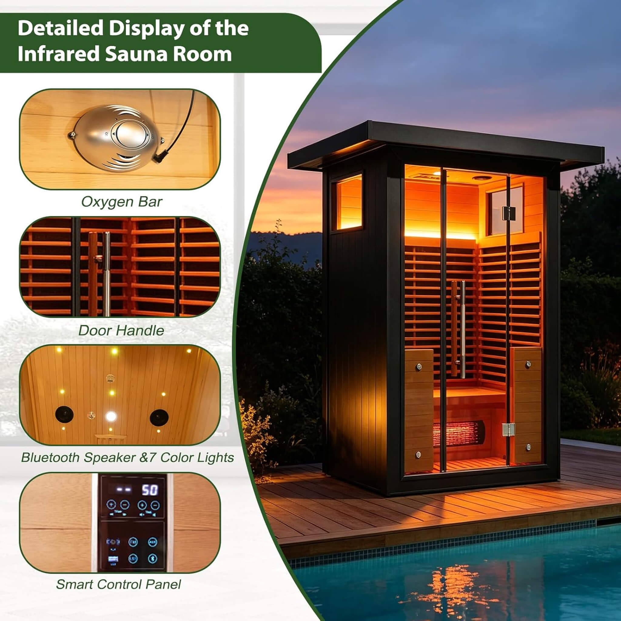 Thermora Lugano 2-Person Outdoor Full-Spectrum Infrared Sauna With Aluminum Alloy Exterior & WiFi (SAK14973)
