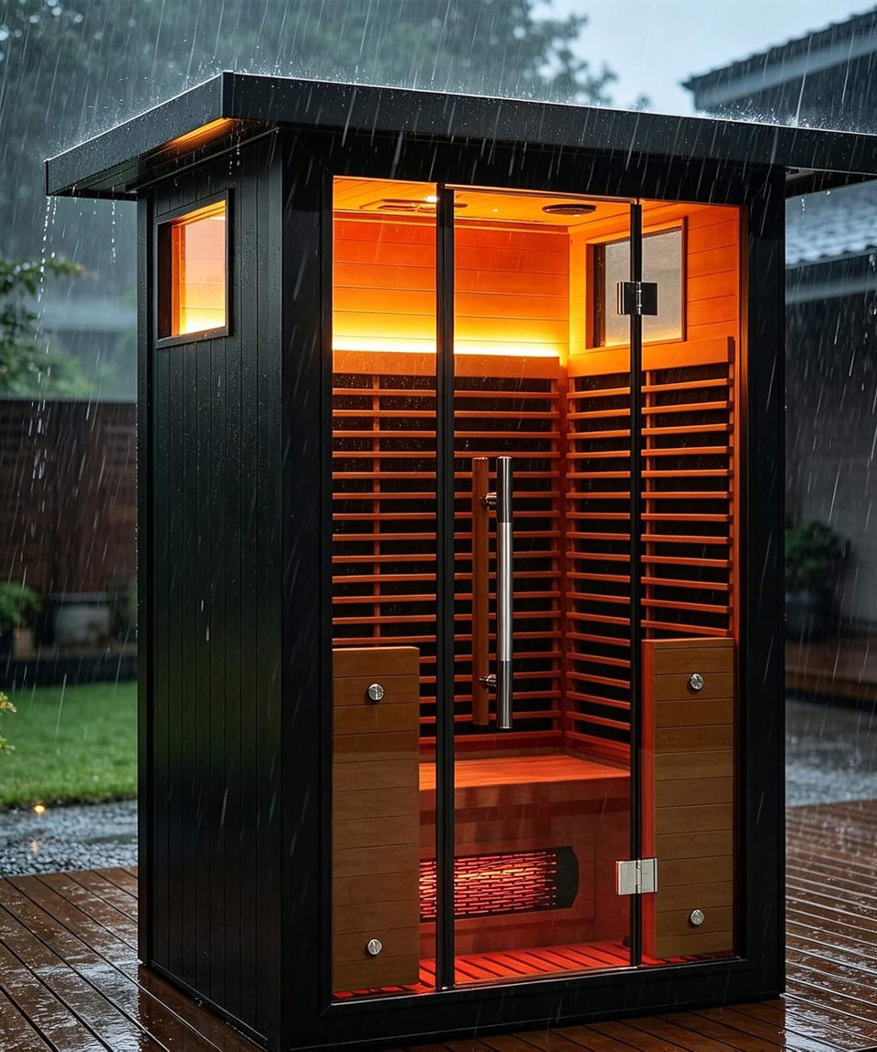 Thermora Lugano 2-Person Outdoor Full-Spectrum Infrared Sauna With Aluminum Alloy Exterior & WiFi (SAK14973)