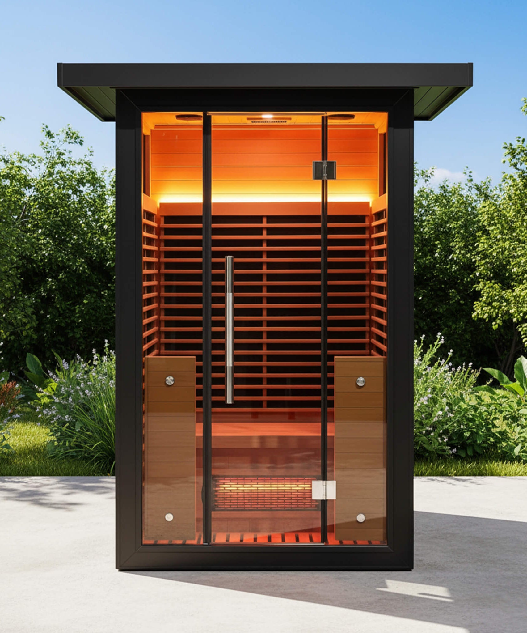 Thermora Lugano 2-Person Outdoor Full-Spectrum Infrared Sauna With Aluminum Alloy Exterior & WiFi (SAK14973)
