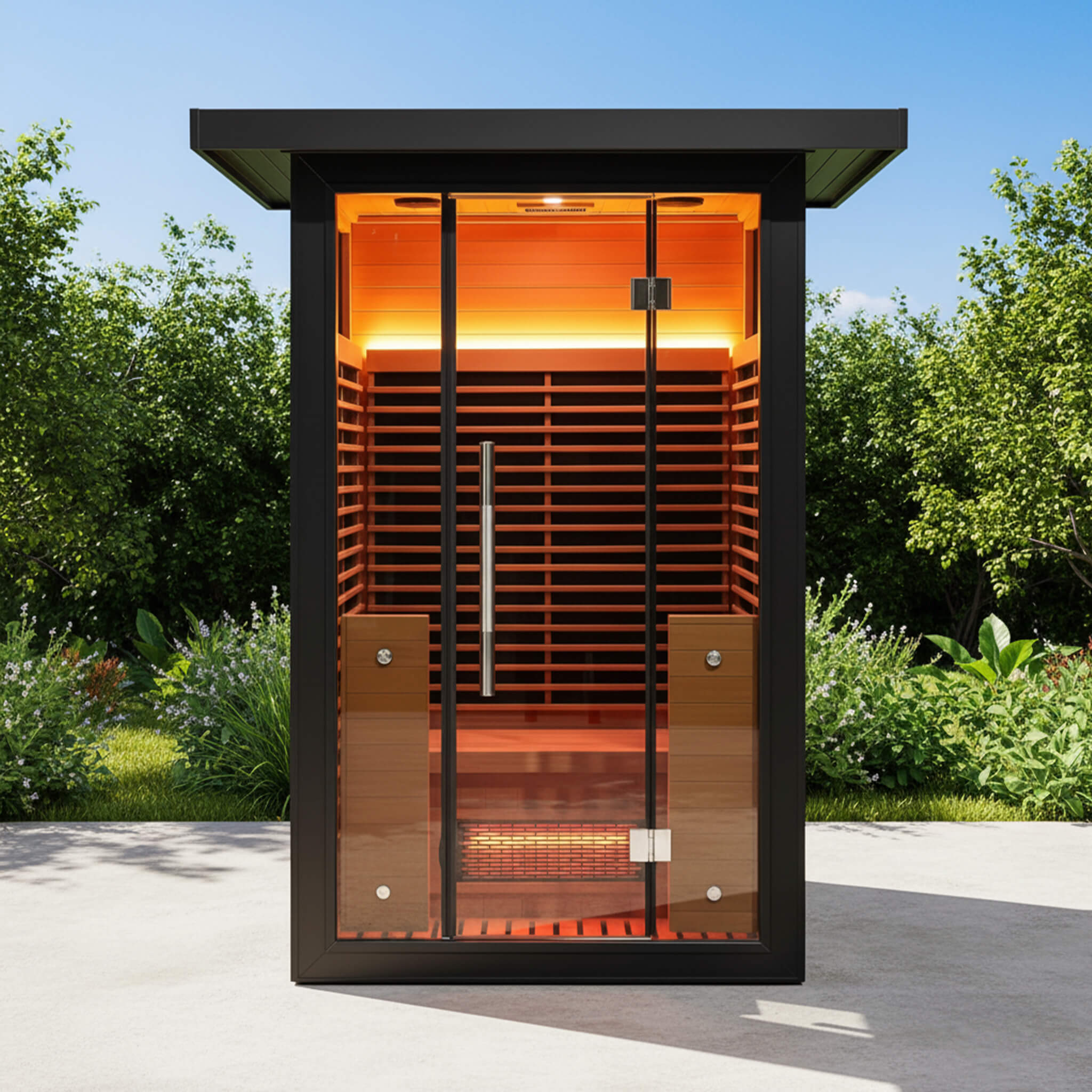 Thermora Lugano 2-Person Outdoor Full-Spectrum Infrared Sauna With Aluminum Alloy Exterior & WiFi (SAK14973)
