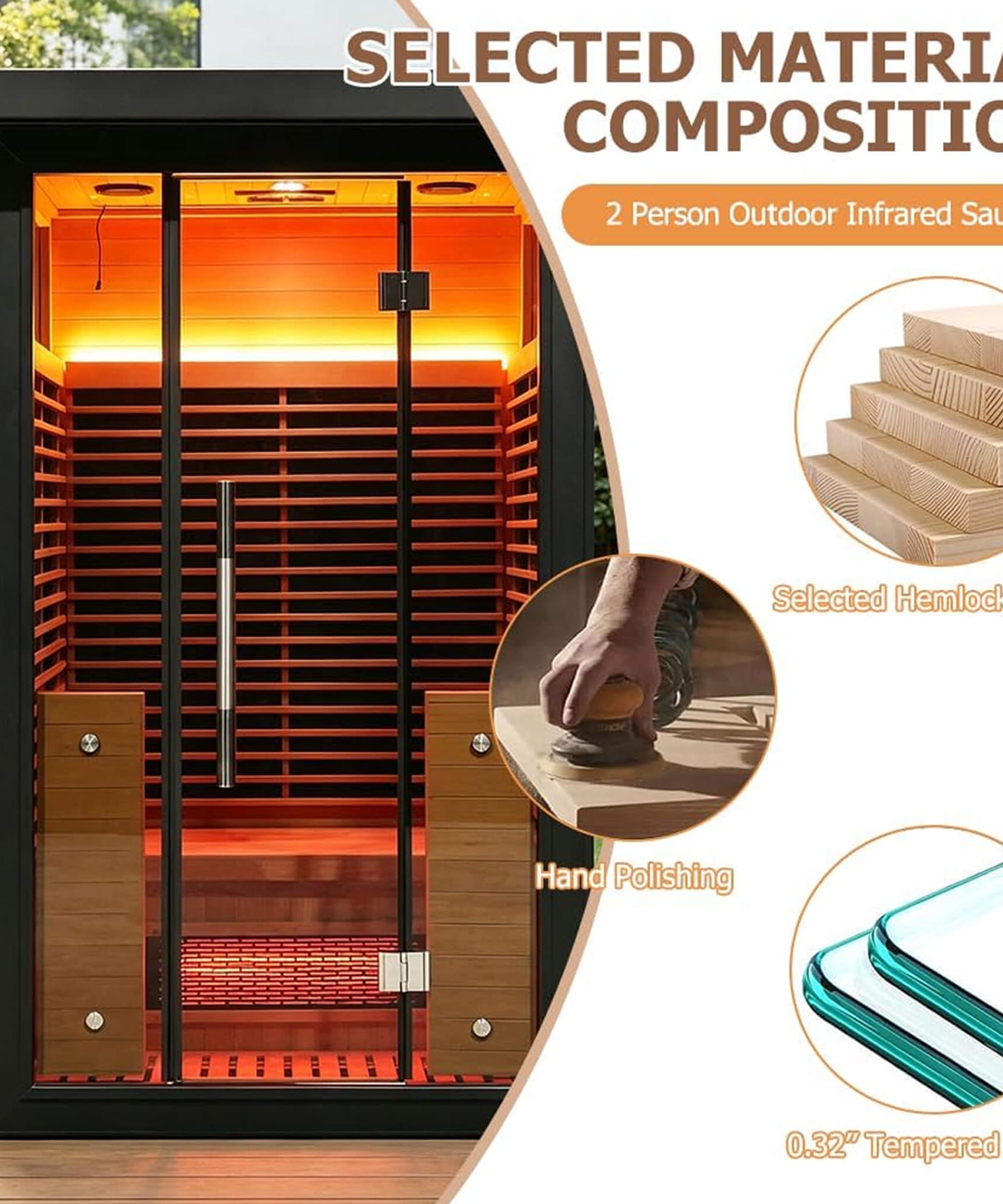 Thermora Lugano 2-Person Outdoor Full-Spectrum Infrared Sauna With Aluminum Alloy Exterior & WiFi (SAK14973)