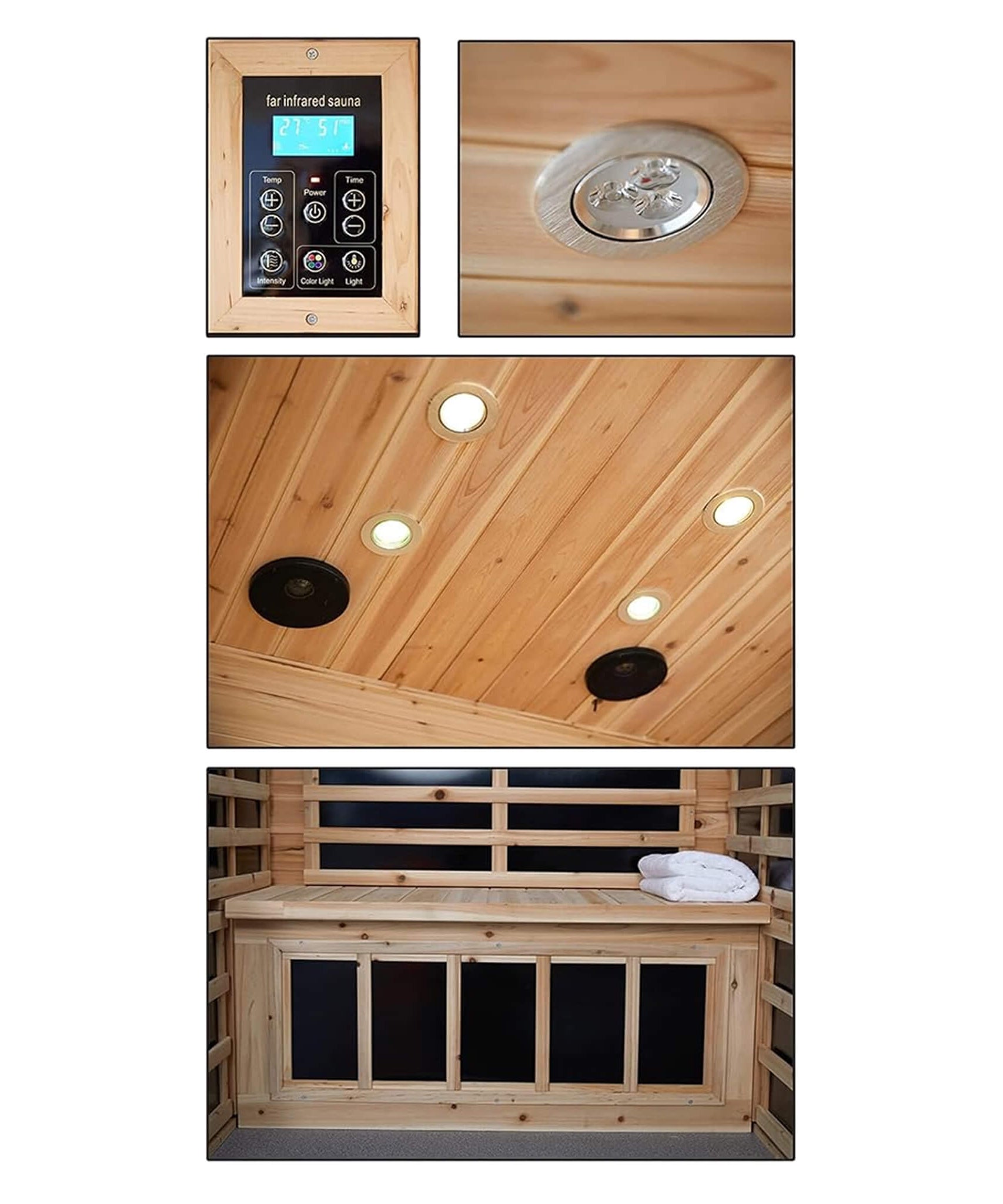 Thermora Vexa Luxury 2-Person Outdoor Low EMF Hemlock Infrared Sauna With Bluetooth And Chromotherapy Light (SAK97318)
