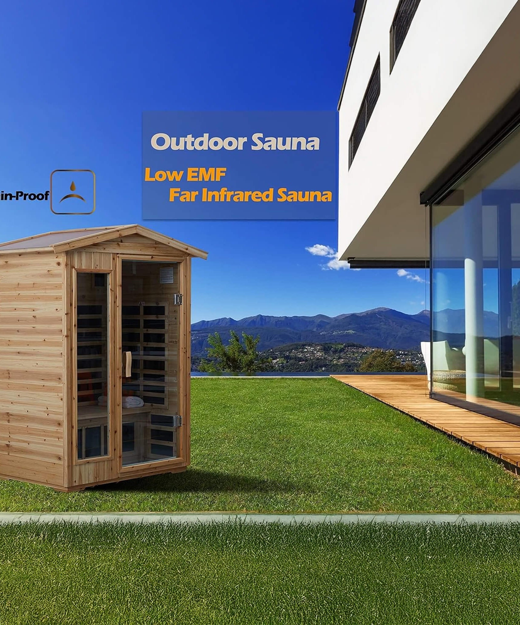 Thermora Vexa Luxury 2-Person Outdoor Low EMF Hemlock Infrared Sauna With Bluetooth And Chromotherapy Light (SAK97318)