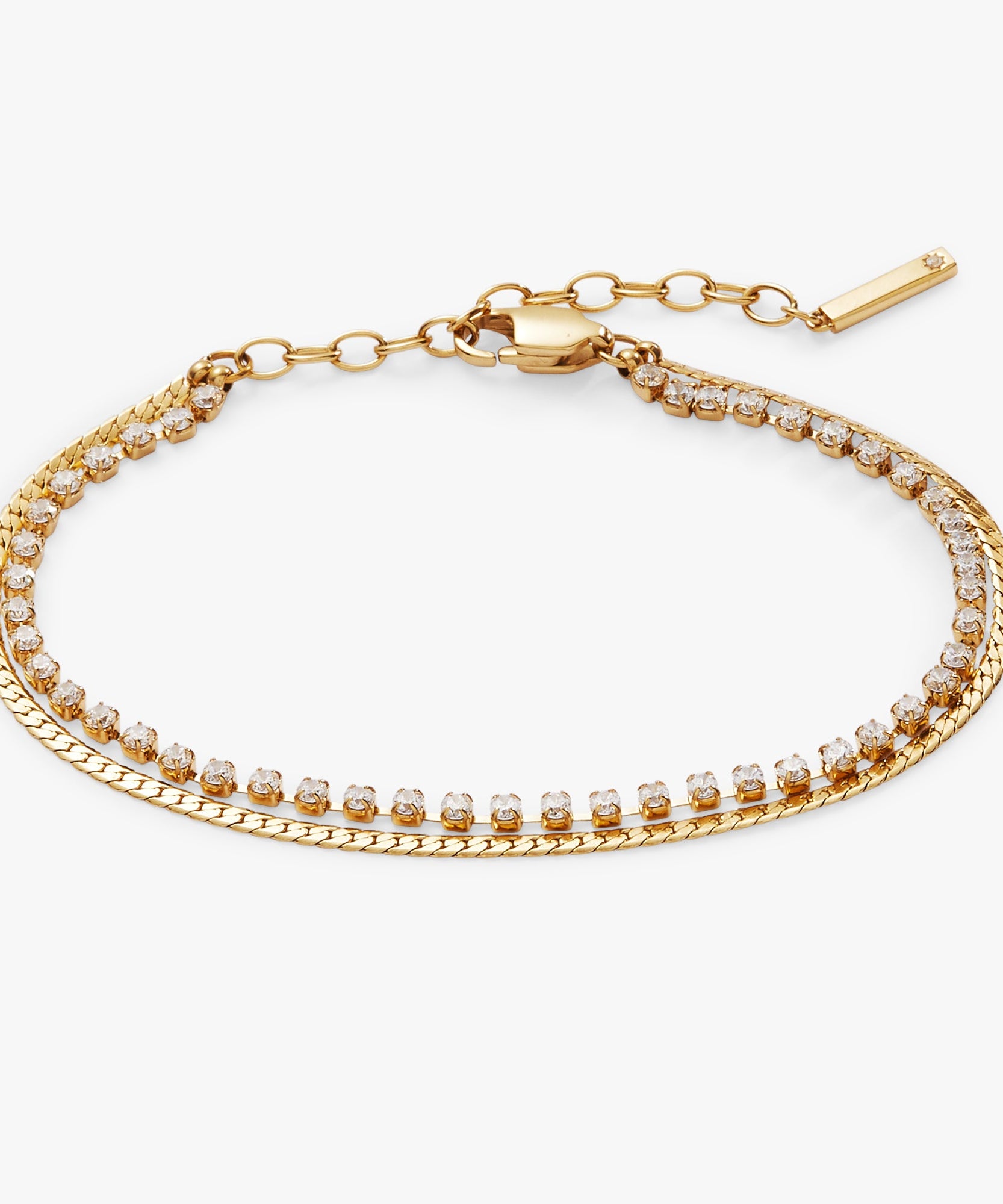 Double Strand Crystal Tennis Chain Bracelet