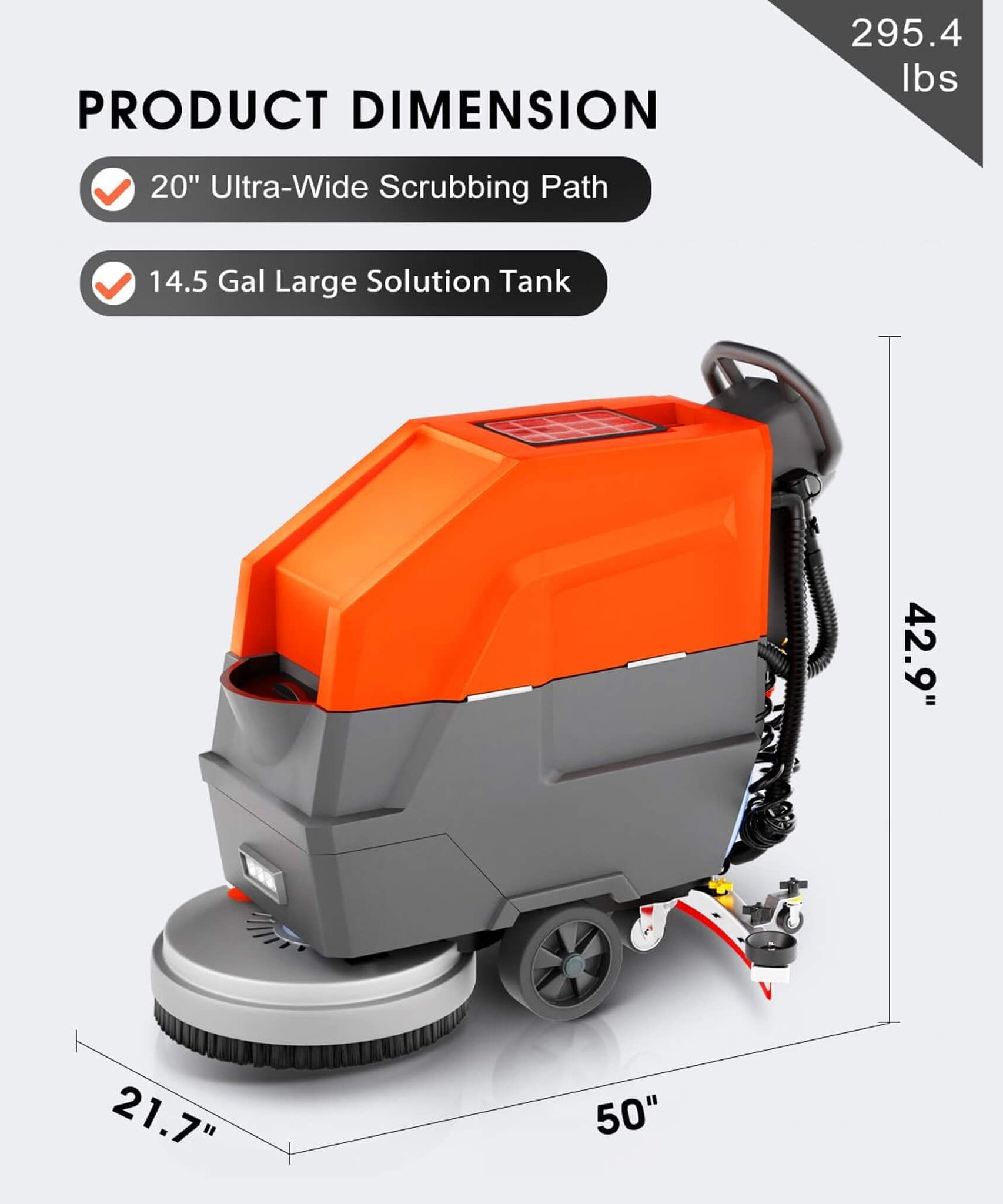 20-Inch Heavy-Duty All-In-One Commercial Electric Walk-Behind Floor Scrubber (SAK52973)