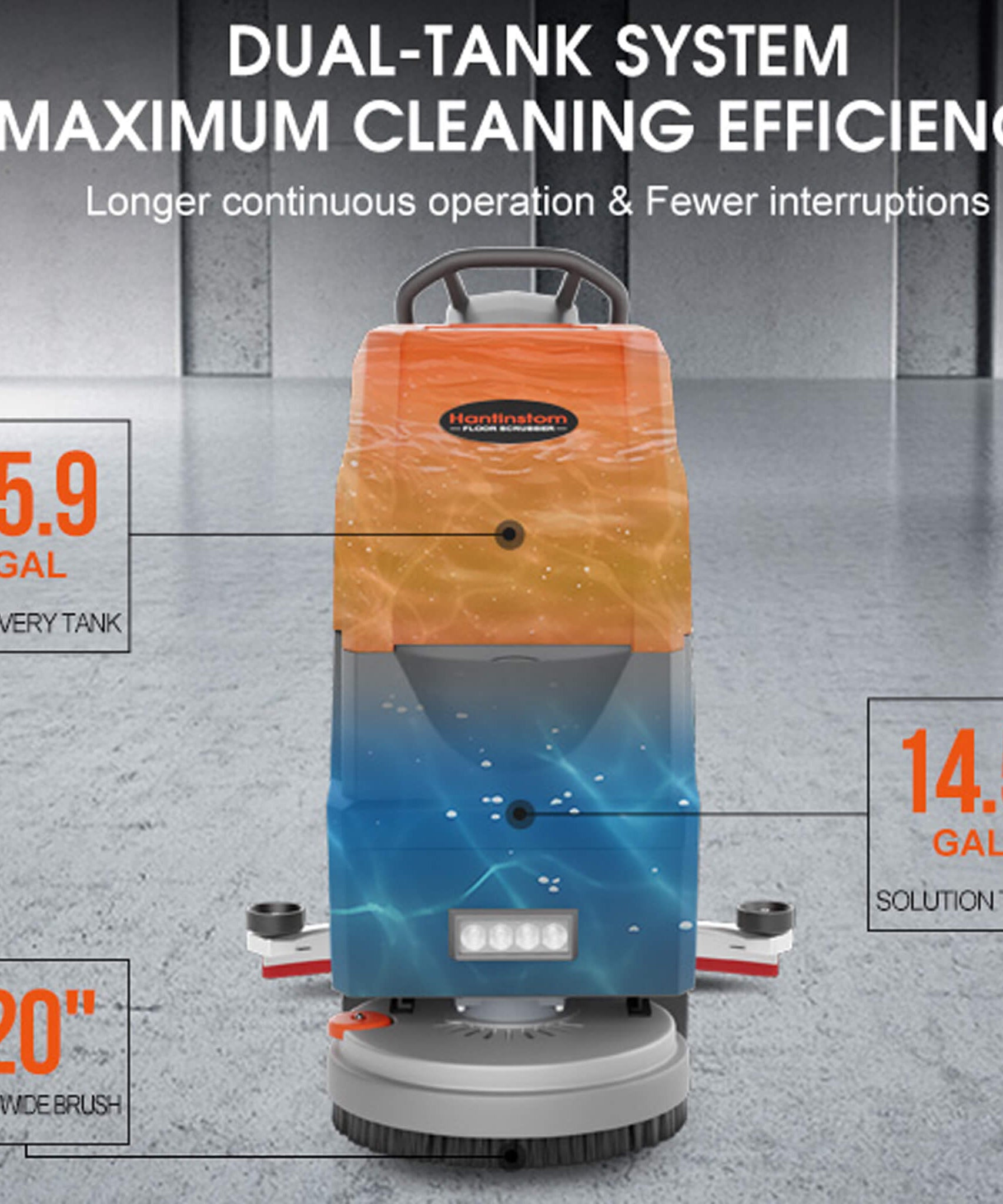 20-Inch Heavy-Duty All-In-One Commercial Electric Walk-Behind Floor Scrubber (SAK52973)