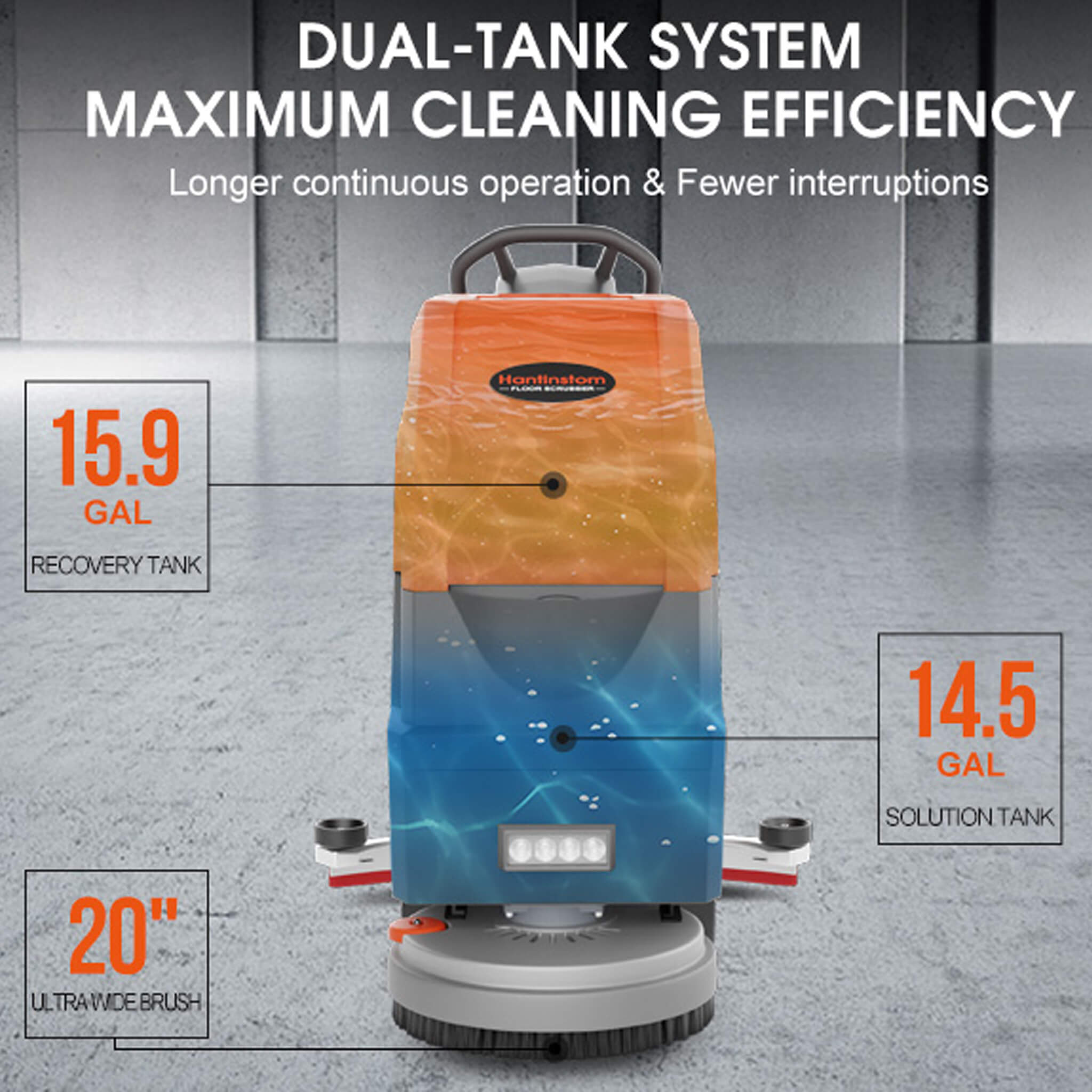 20-Inch Heavy-Duty All-In-One Commercial Electric Walk-Behind Floor Scrubber (SAK52973)