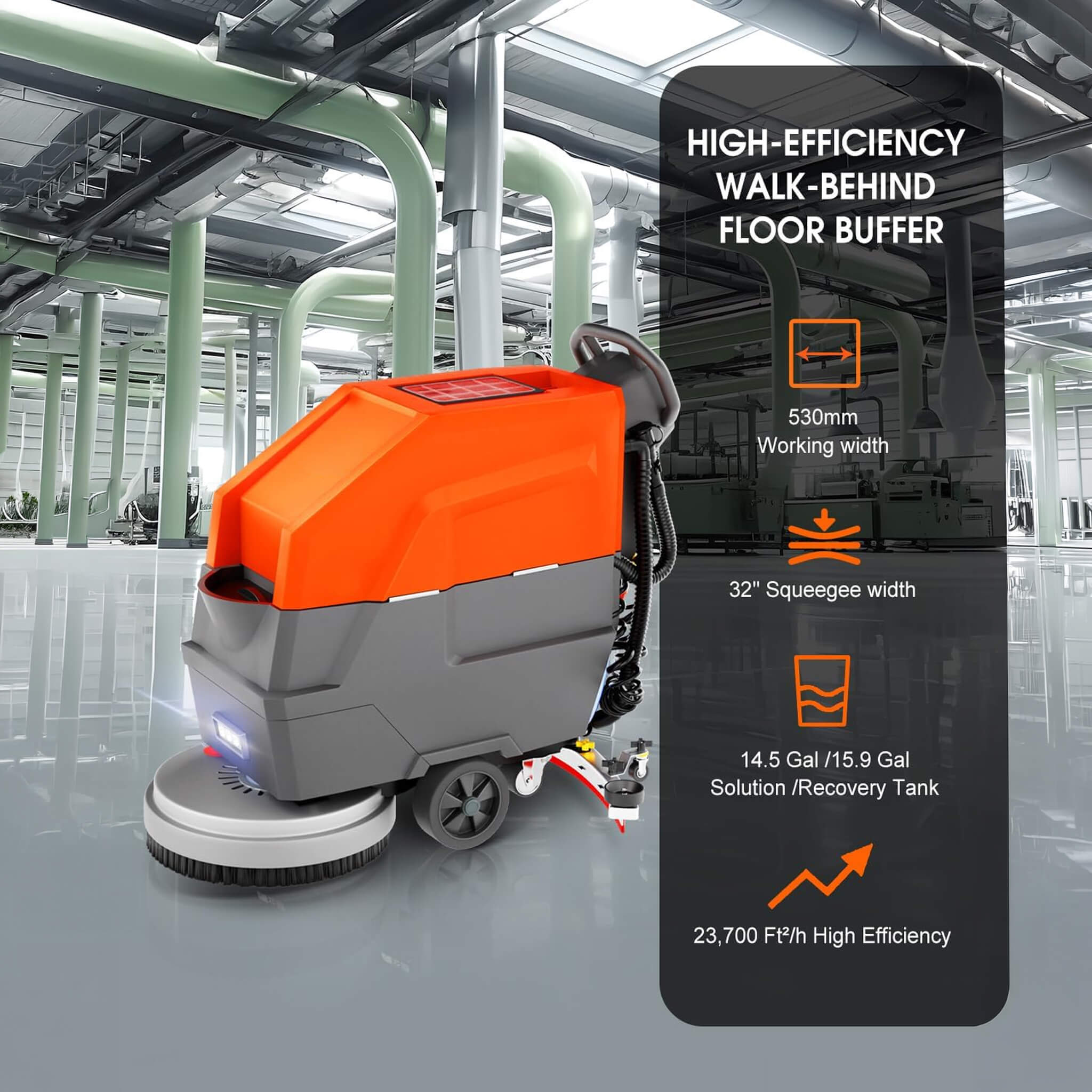 20-Inch Heavy-Duty All-In-One Commercial Electric Walk-Behind Floor Scrubber (SAK52973)