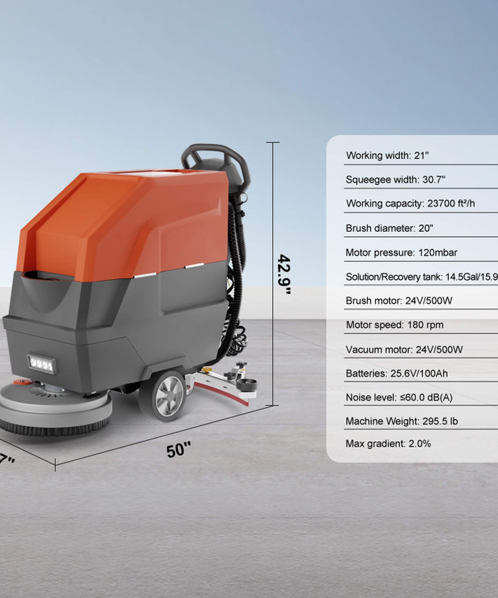 20-Inch Heavy-Duty All-In-One Commercial Electric Walk-Behind Floor Scrubber (SAK52973)