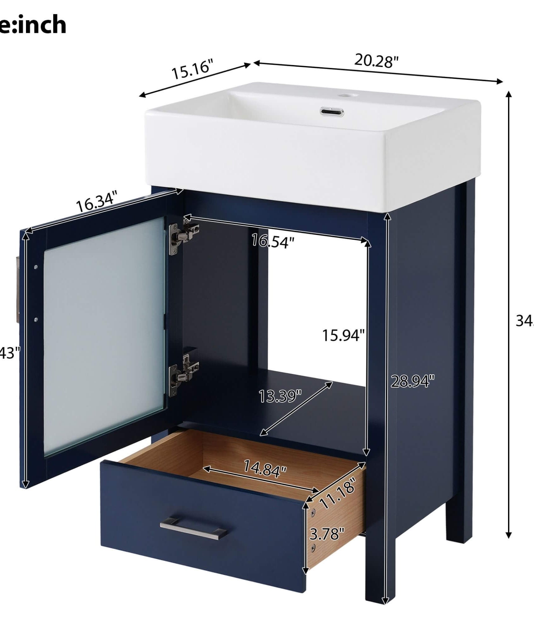Nuvia 20-Inch Modern Bathroom Vanity With Ceramic Sink And Storage Cabinet (SAK83047)
