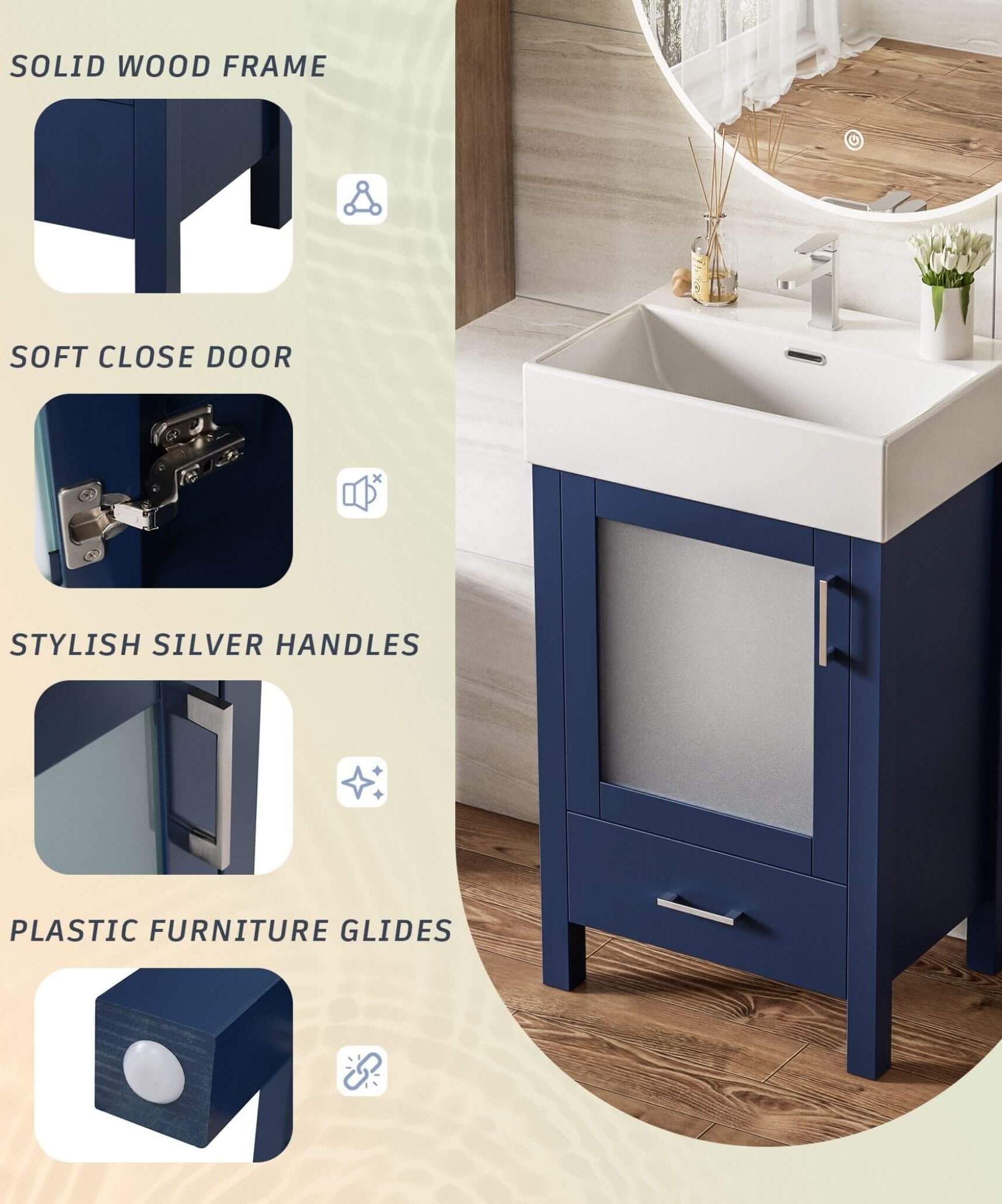 Nuvia 20-Inch Modern Bathroom Vanity With Ceramic Sink And Storage Cabinet (SAK83047)