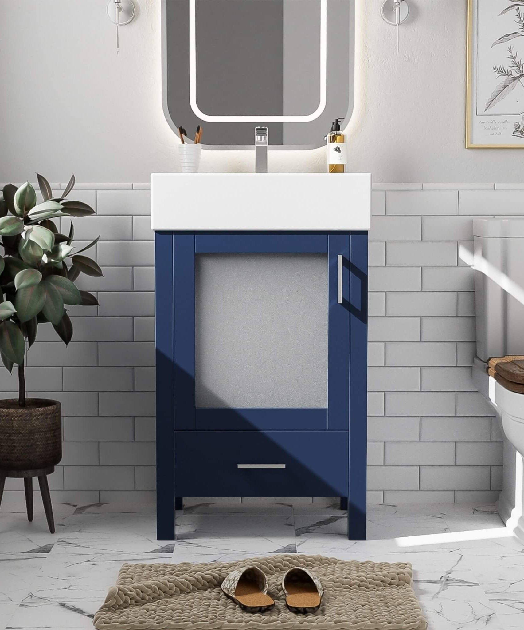 Nuvia 20-Inch Modern Bathroom Vanity With Ceramic Sink And Storage Cabinet (SAK83047)