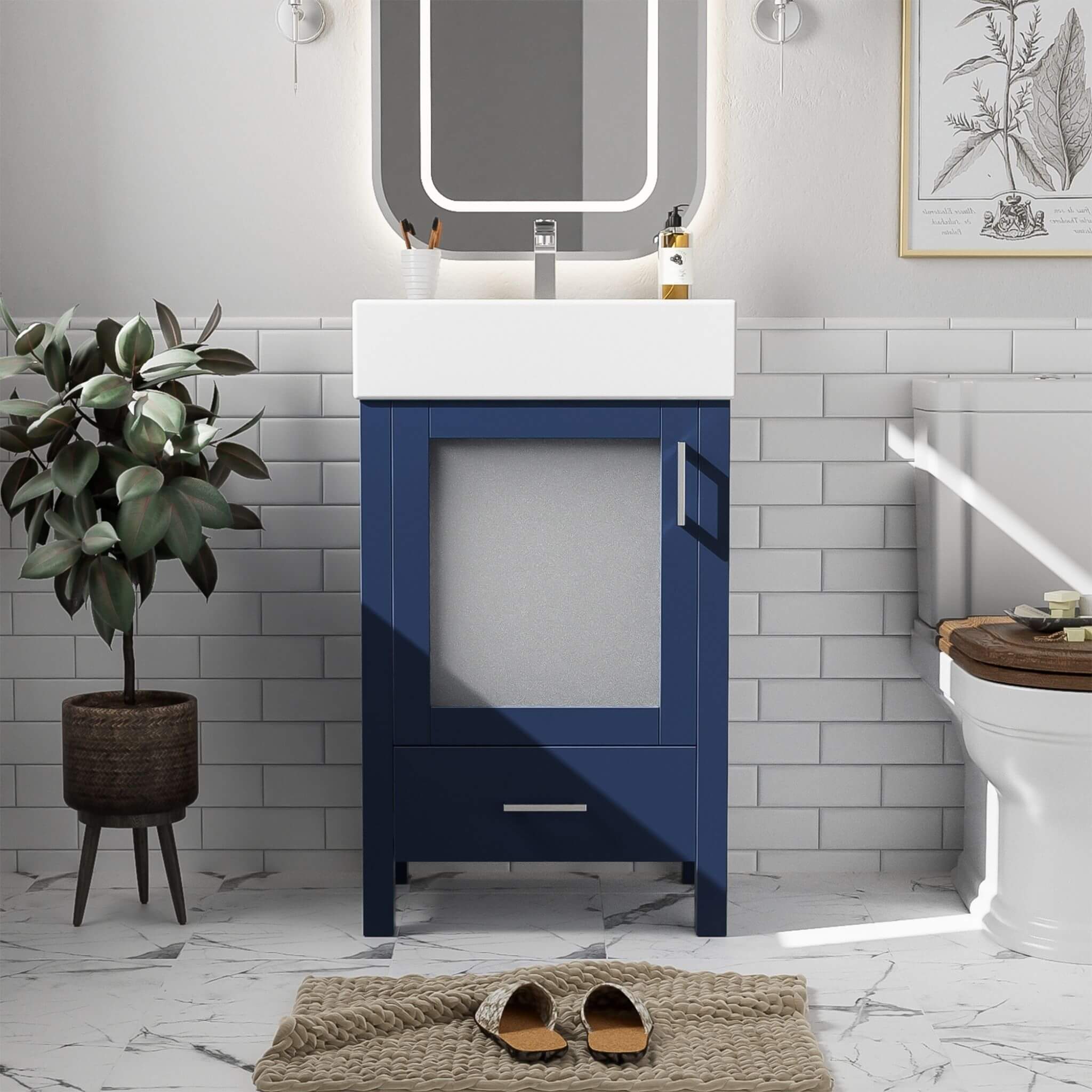 Nuvia 20-Inch Modern Bathroom Vanity With Ceramic Sink And Storage Cabinet (SAK83047)