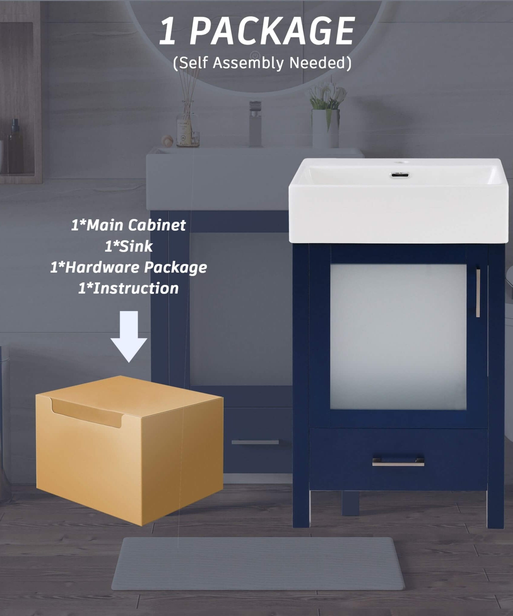 Nuvia 20-Inch Modern Bathroom Vanity With Ceramic Sink And Storage Cabinet (SAK83047)
