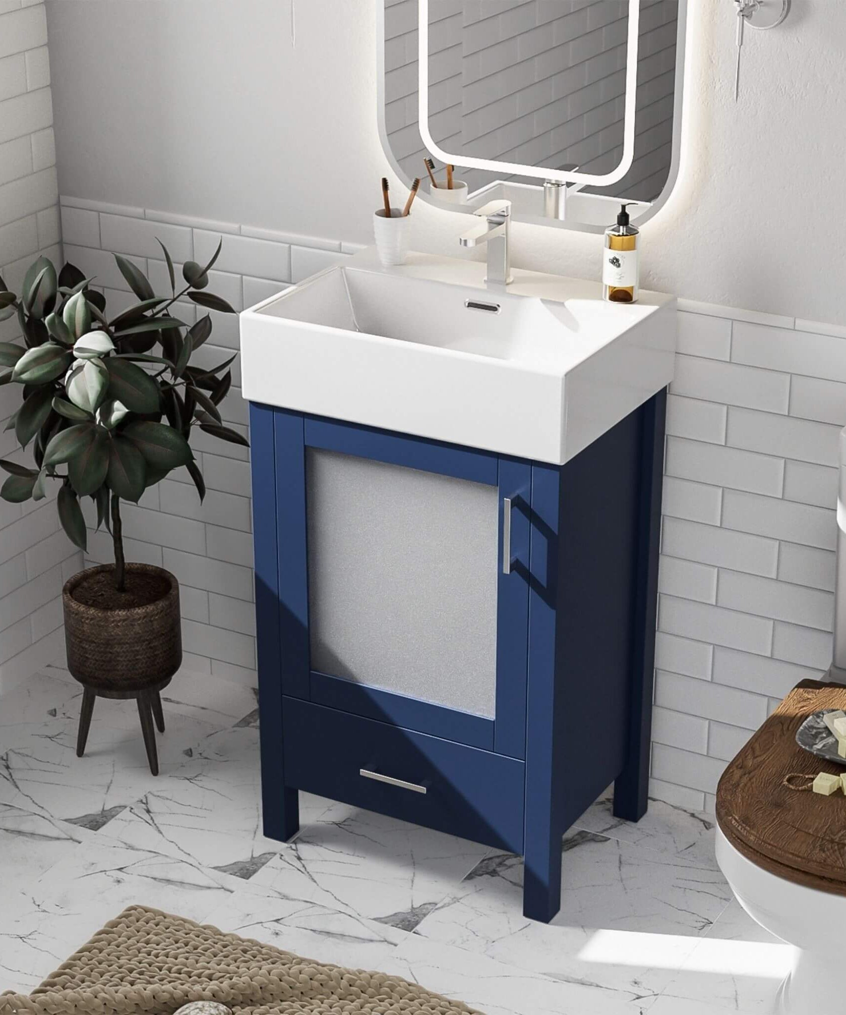 Nuvia 20-Inch Modern Bathroom Vanity With Ceramic Sink And Storage Cabinet (SAK83047)