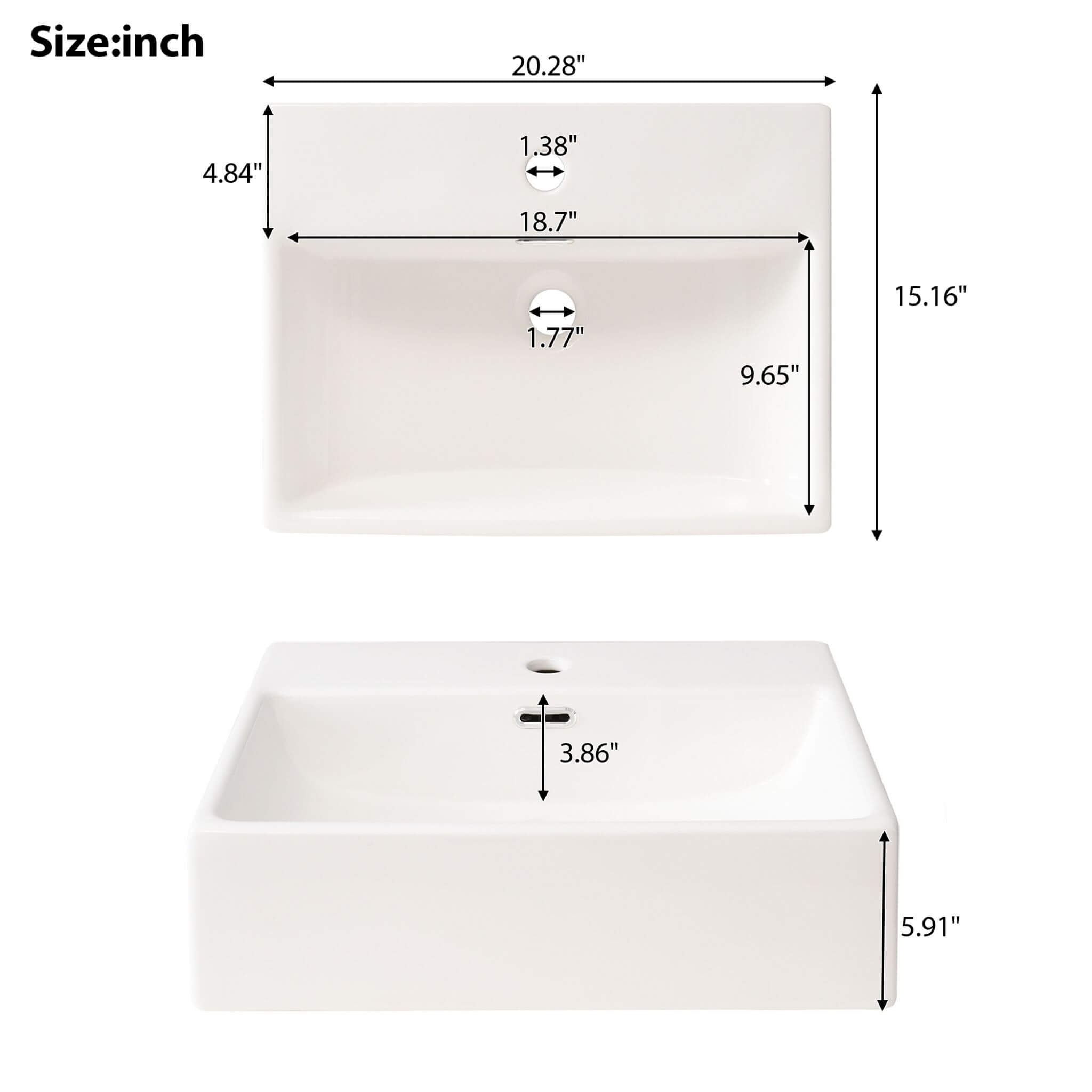 Nuvia 20-Inch Modern Bathroom Vanity With Ceramic Sink And Storage Cabinet (SAK83047)