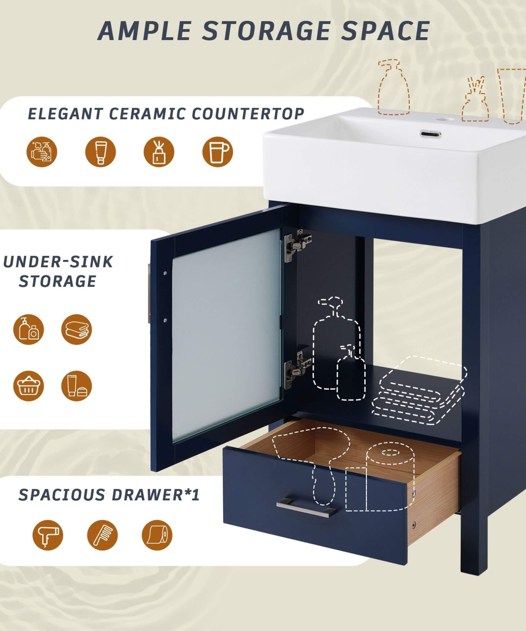 Nuvia 20-Inch Modern Bathroom Vanity With Ceramic Sink And Storage Cabinet (SAK83047)