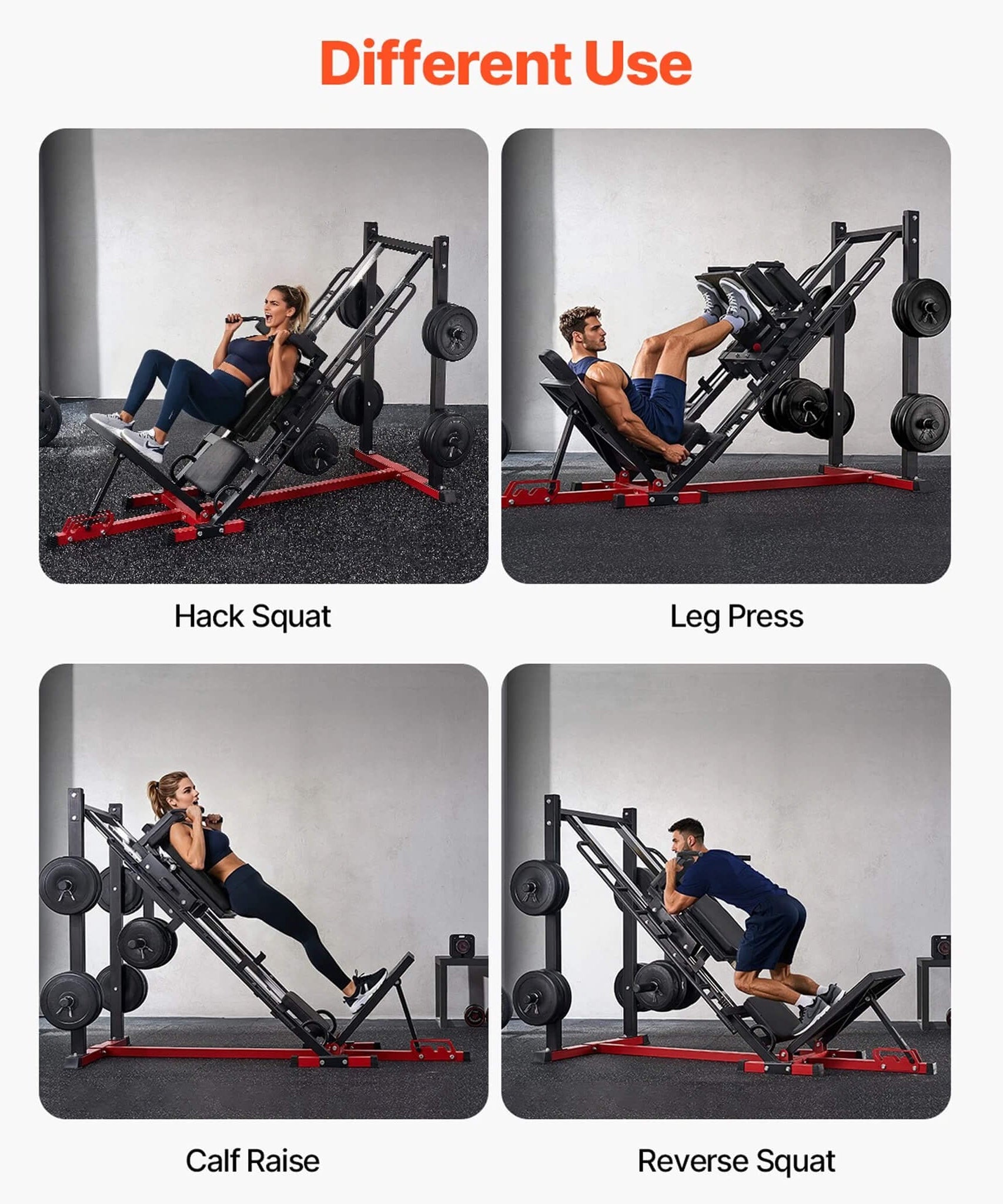 Rovix 2000LBS Adjustable Leg Press And Hack Squat Machine For Home Gym Workouts (SAK53148)