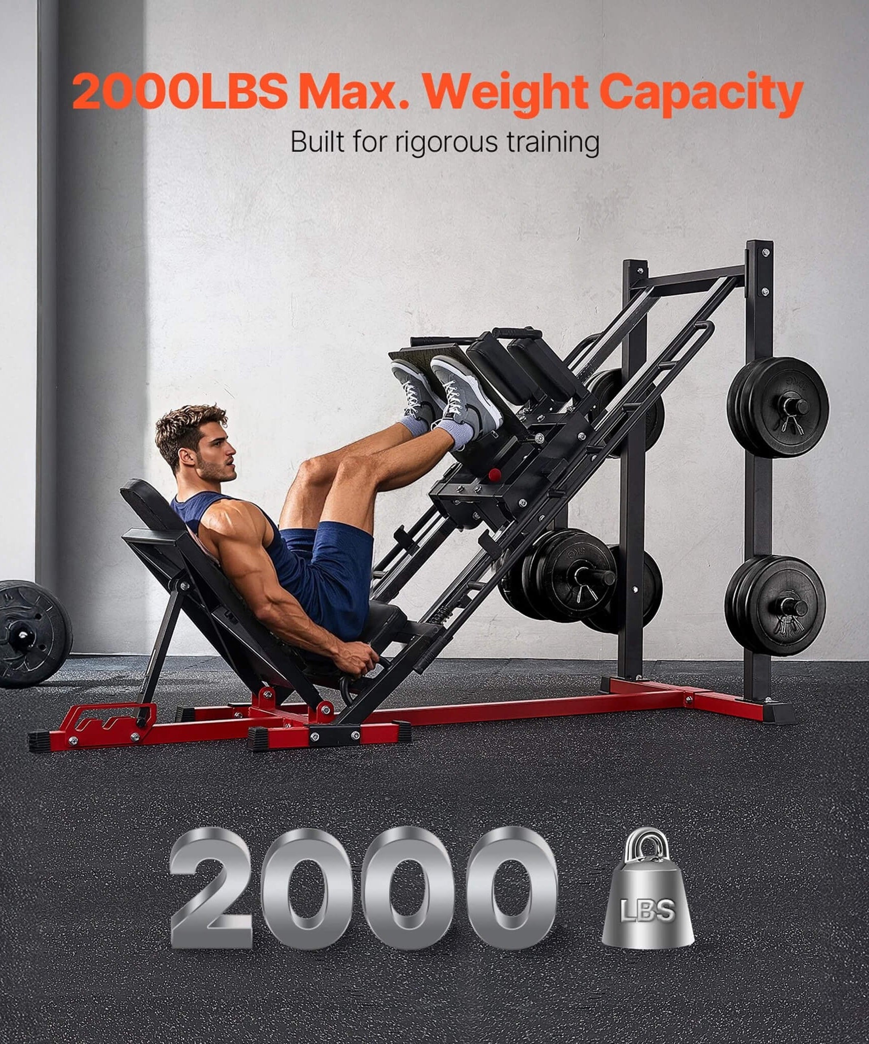 Rovix 2000LBS Adjustable Leg Press And Hack Squat Machine For Home Gym Workouts (SAK53148)