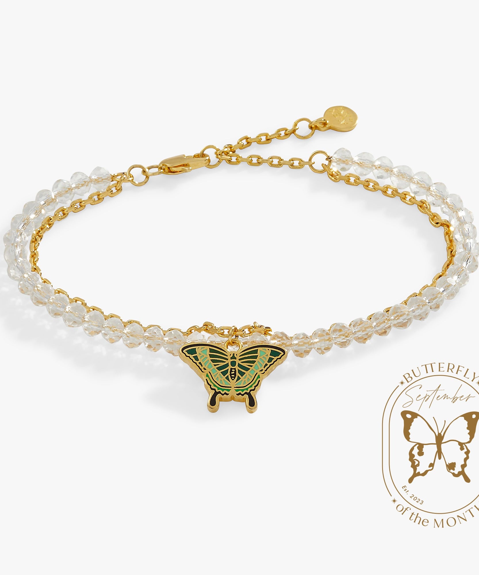 Emerald Swallowtail Butterfly Charm Bracelet