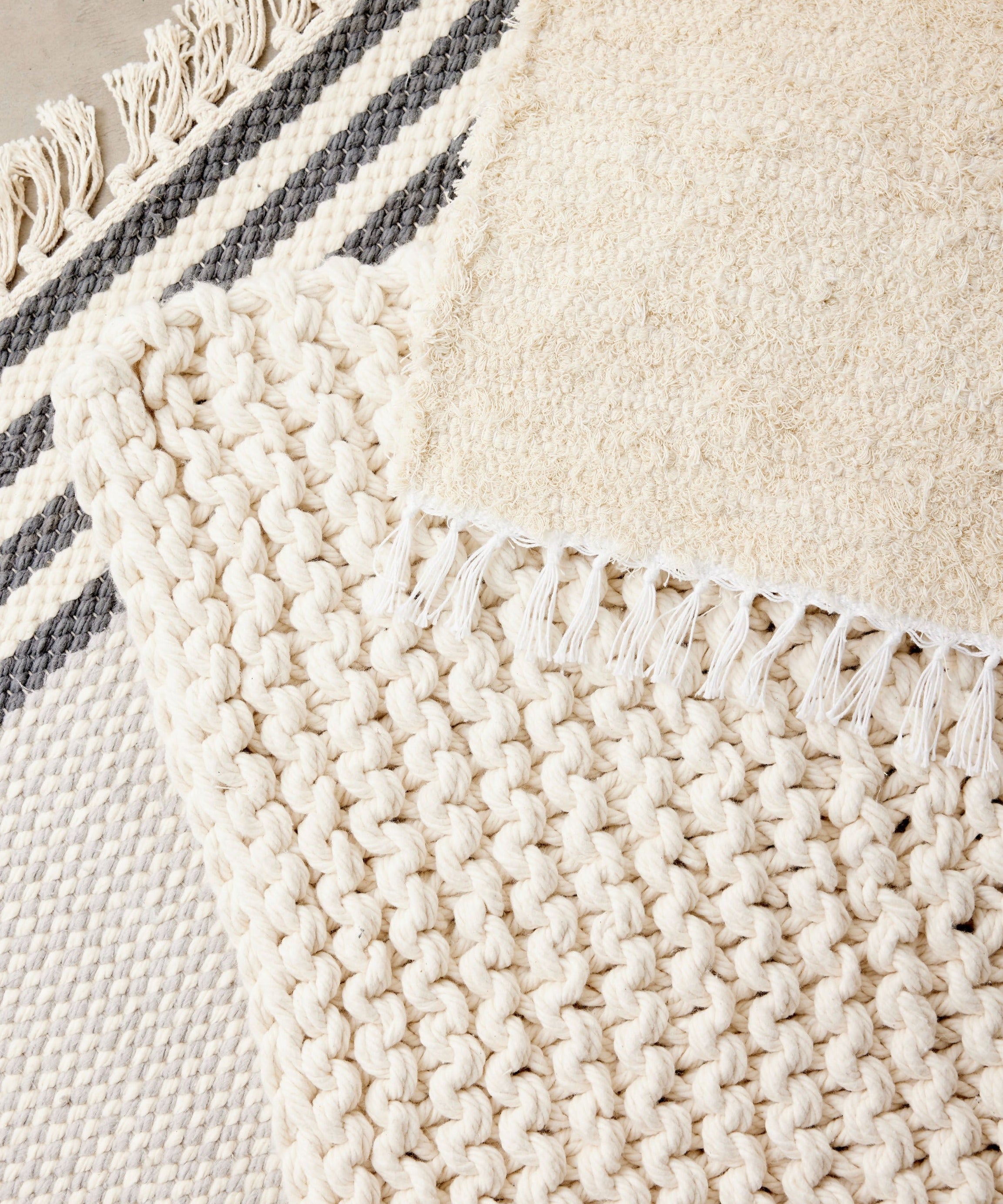 Chunky Ecru Hand-Loomed Mat