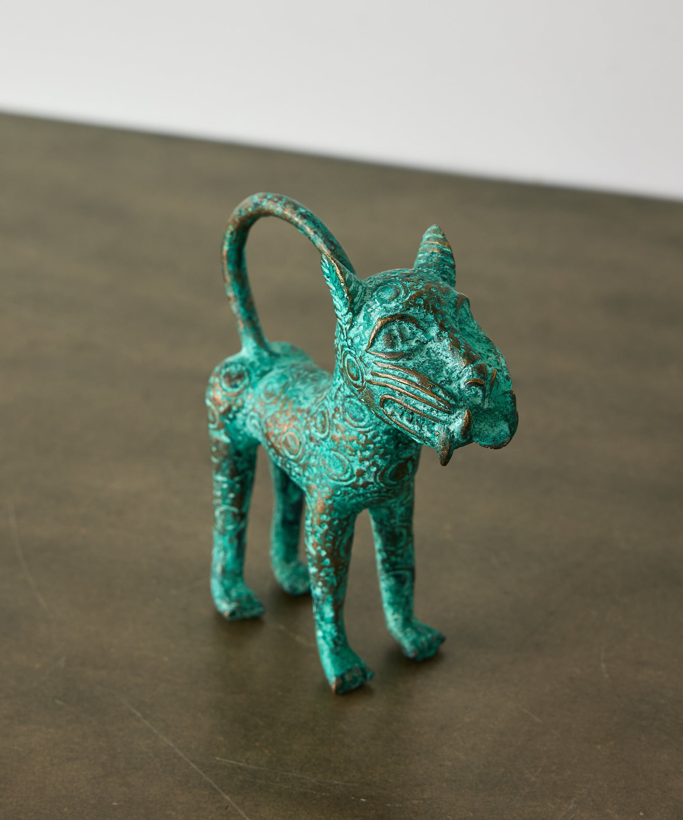 Mini Benin Bronze Metal Leopard Figurine