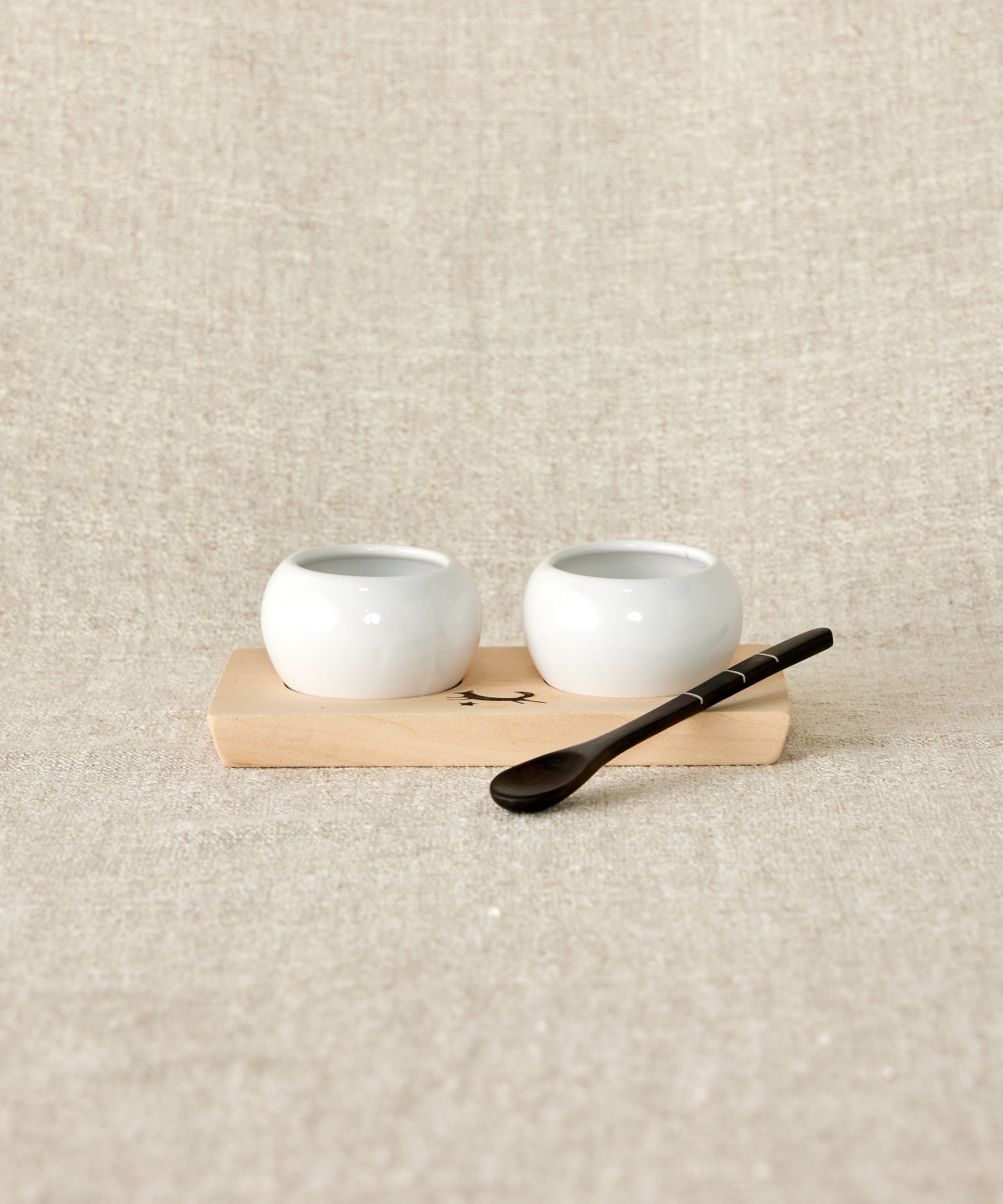 Dipping & Spice Wooden and Ceramic Bowl Pair