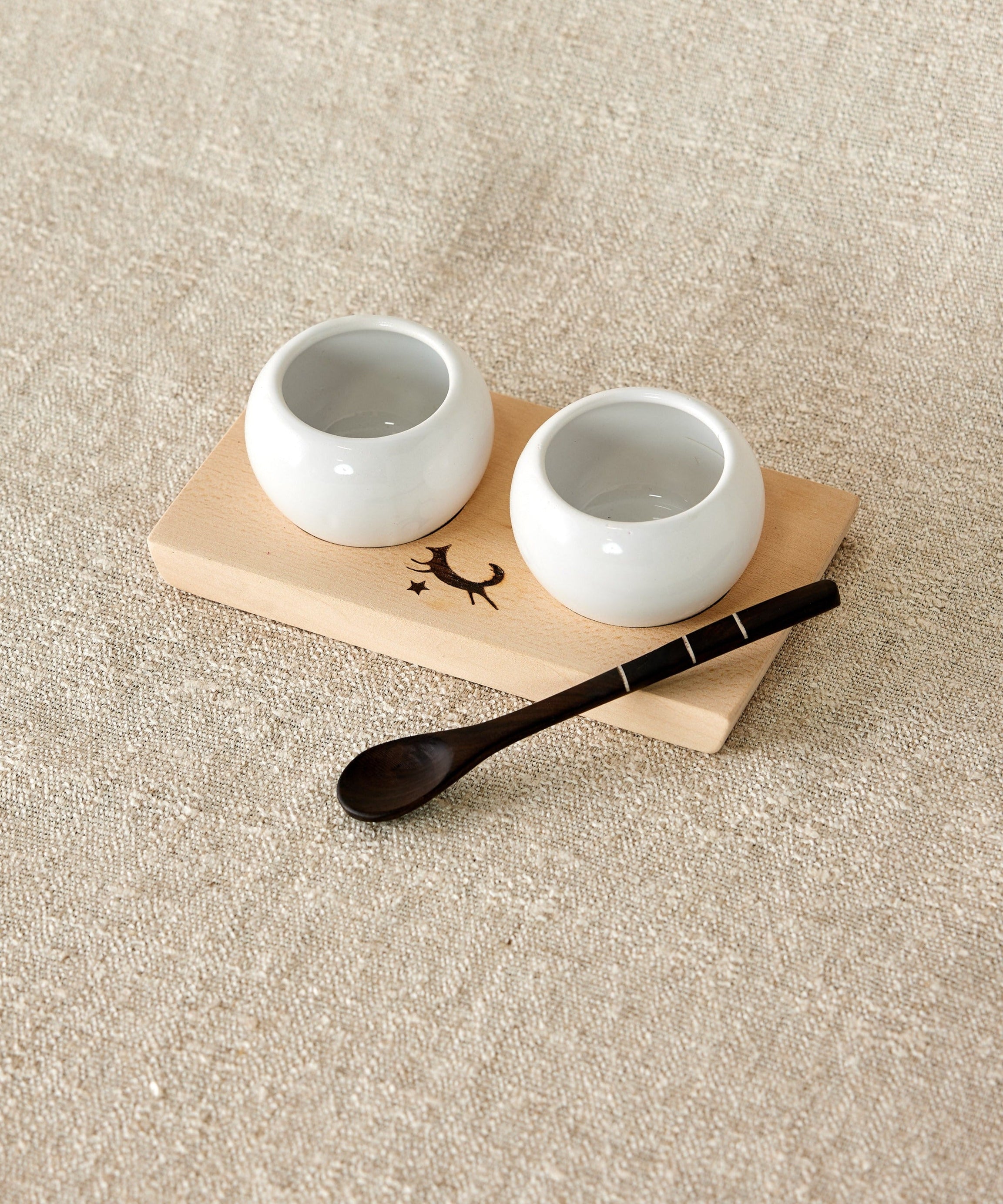 Dipping & Spice Wooden and Ceramic Bowl Pair