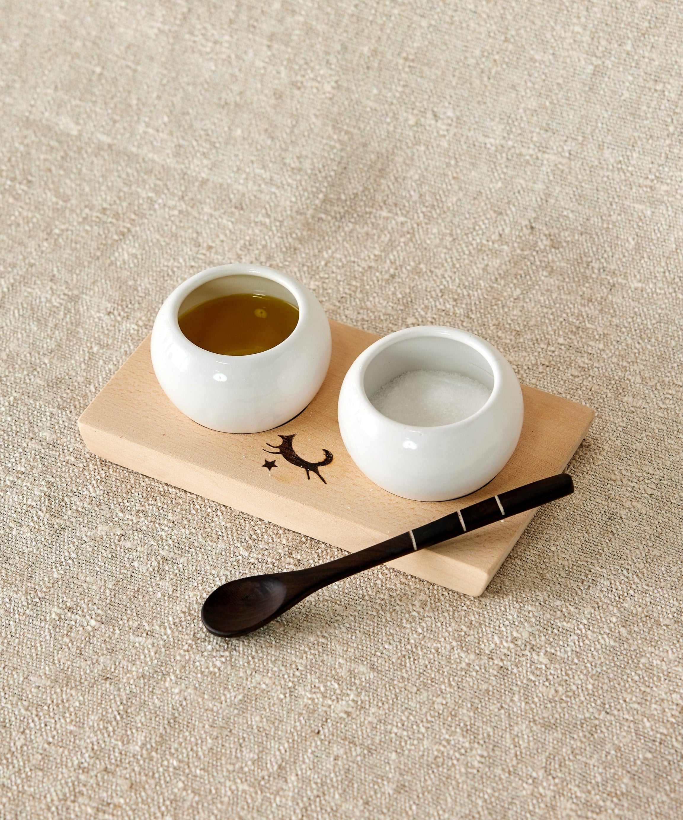 Dipping & Spice Wooden and Ceramic Bowl Pair