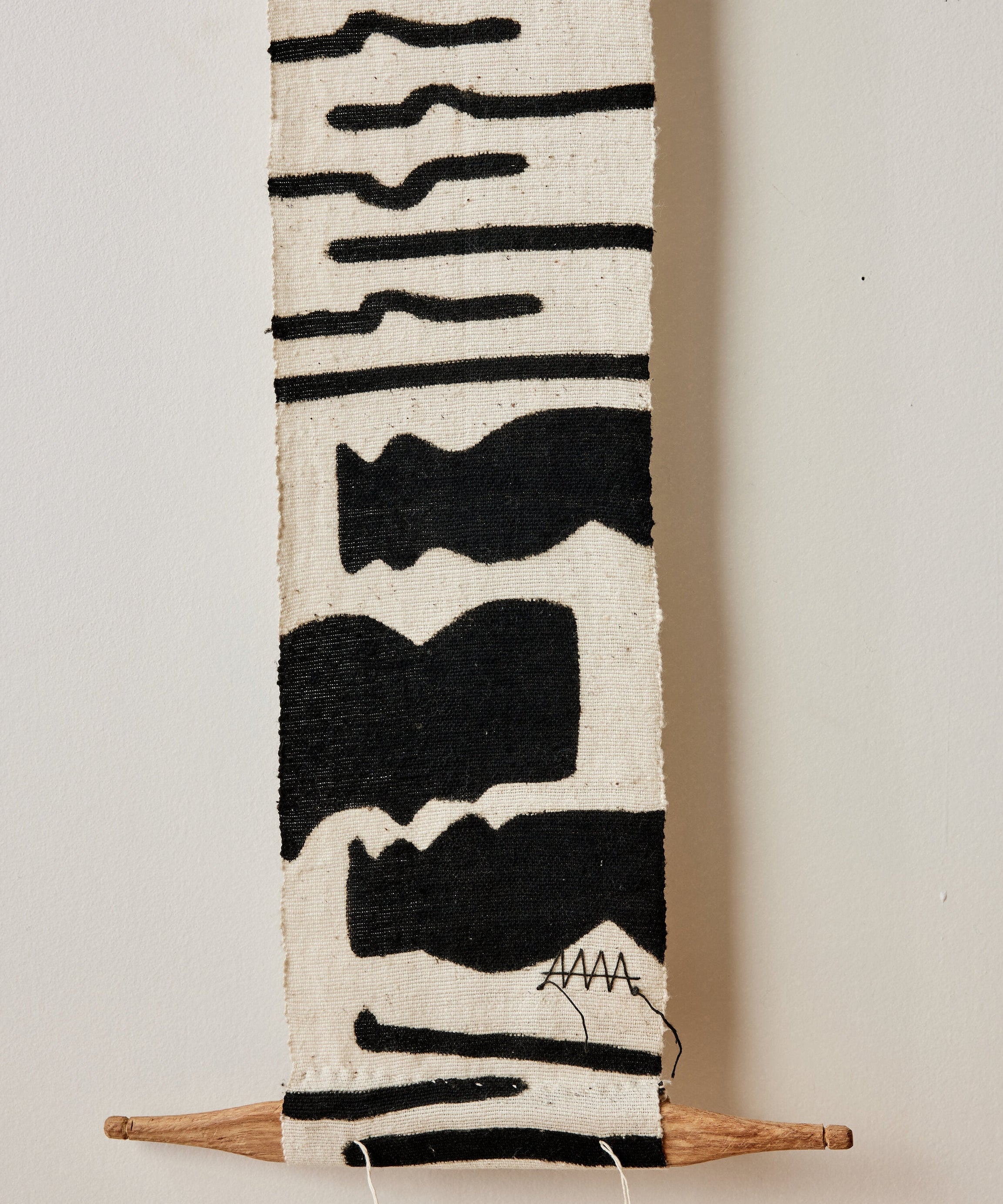 Vibrations Bogolan Wall Totem in White with Black Vibes