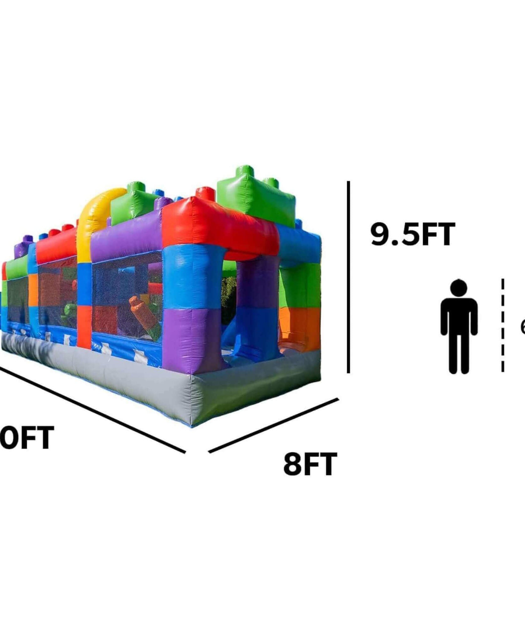 20FT Giant Multicolor Block Inflatable Obstacle Course With Large Mesh Windows (SAK75192)