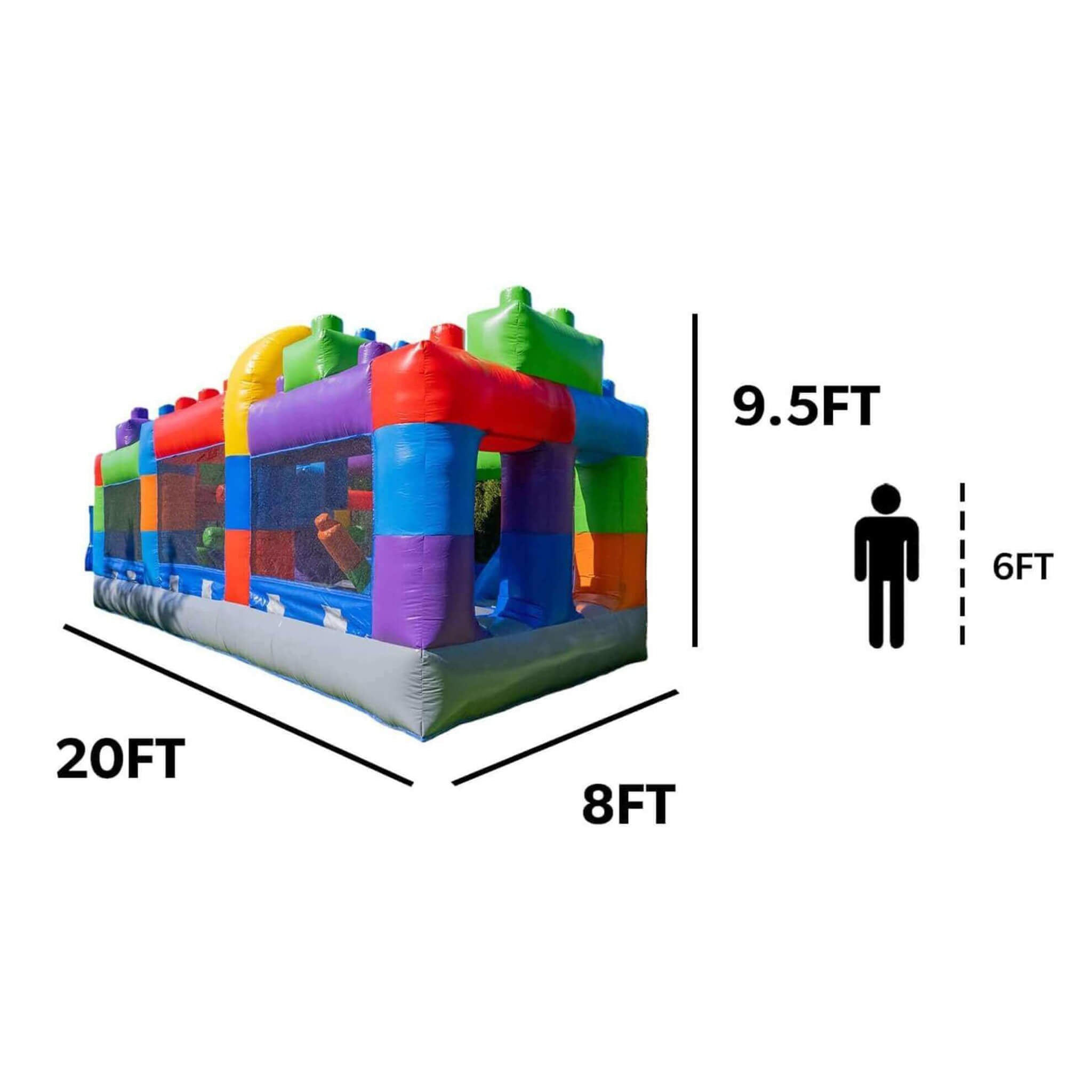 20FT Giant Multicolor Block Inflatable Obstacle Course With Large Mesh Windows (SAK75192)
