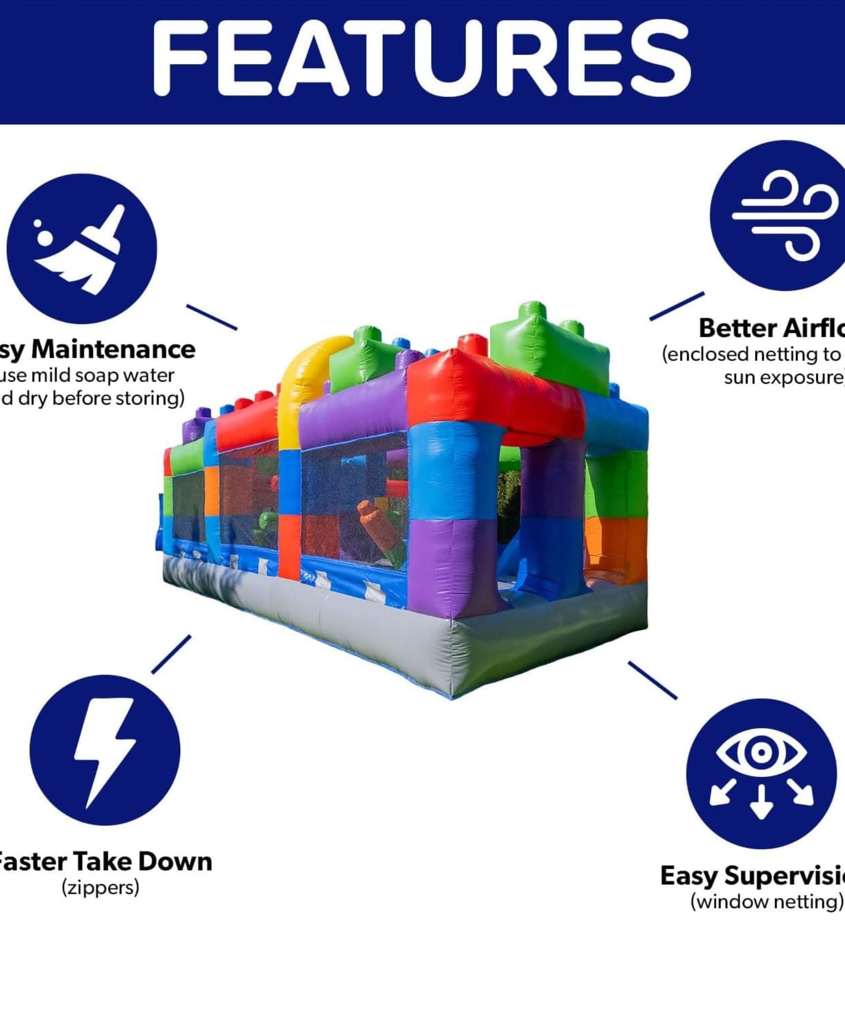 20FT Giant Multicolor Block Inflatable Obstacle Course With Large Mesh Windows (SAK75192)