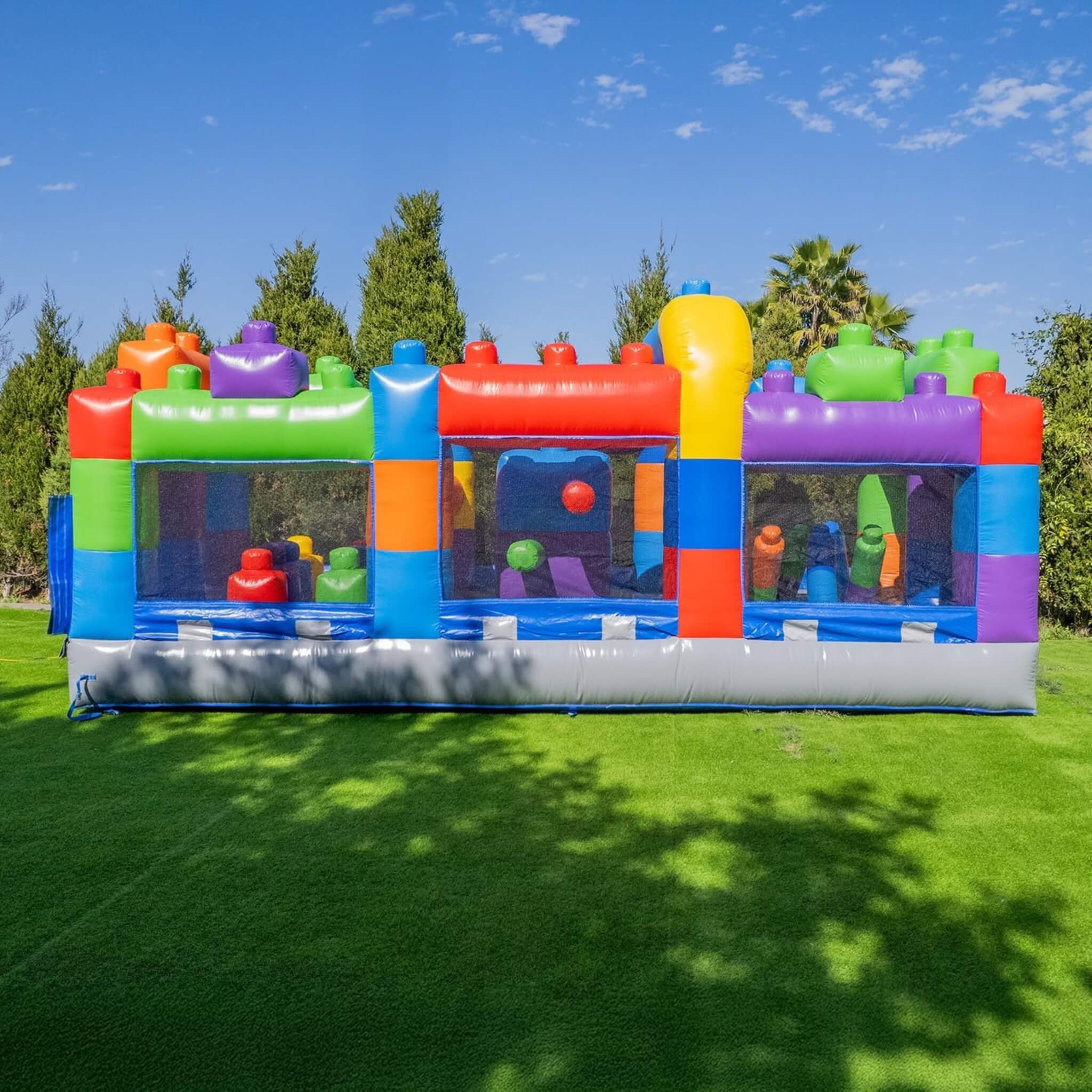 20FT Giant Multicolor Block Inflatable Obstacle Course With Large Mesh Windows (SAK75192)