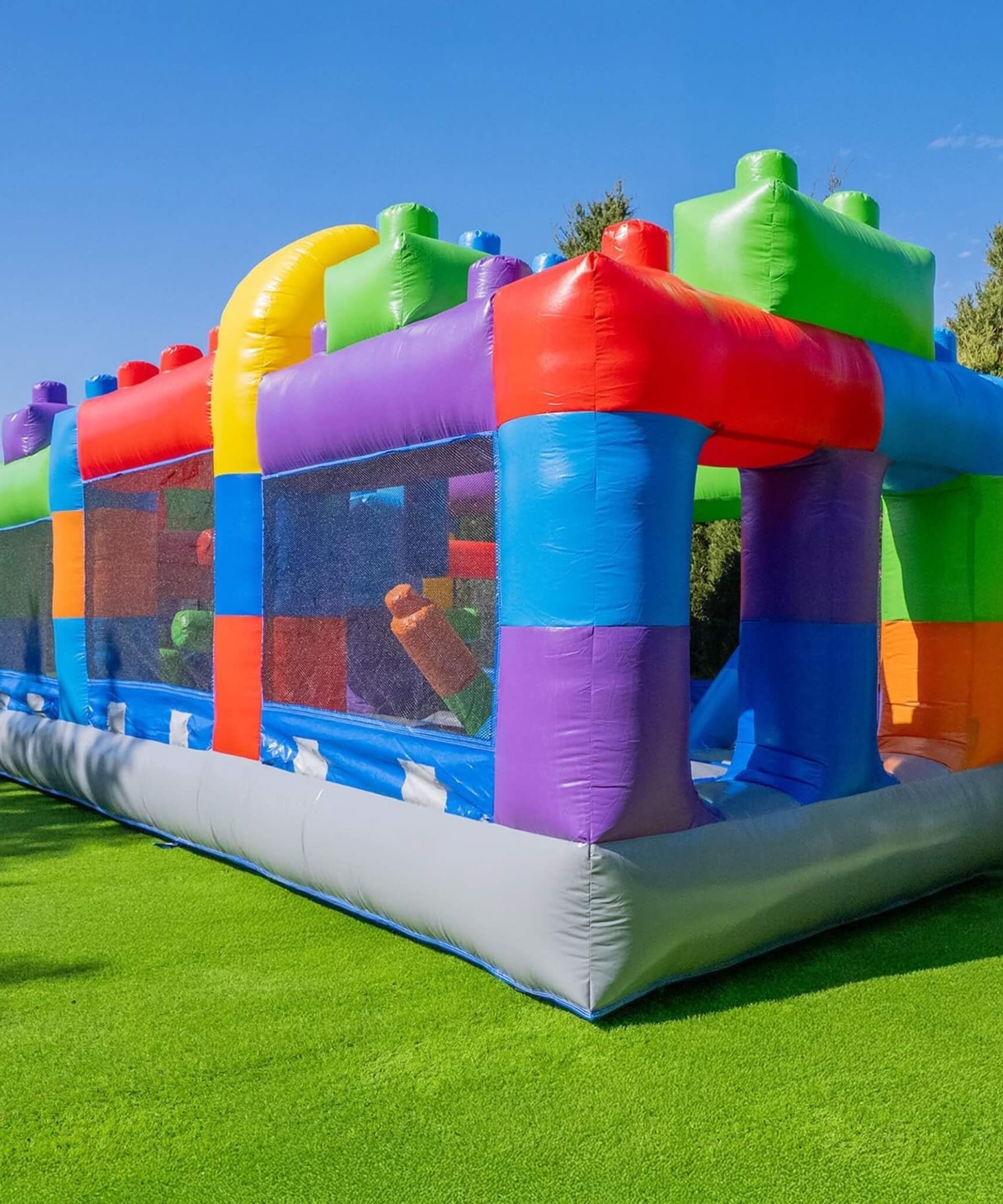 20FT Giant Multicolor Block Inflatable Obstacle Course With Large Mesh Windows (SAK75192)