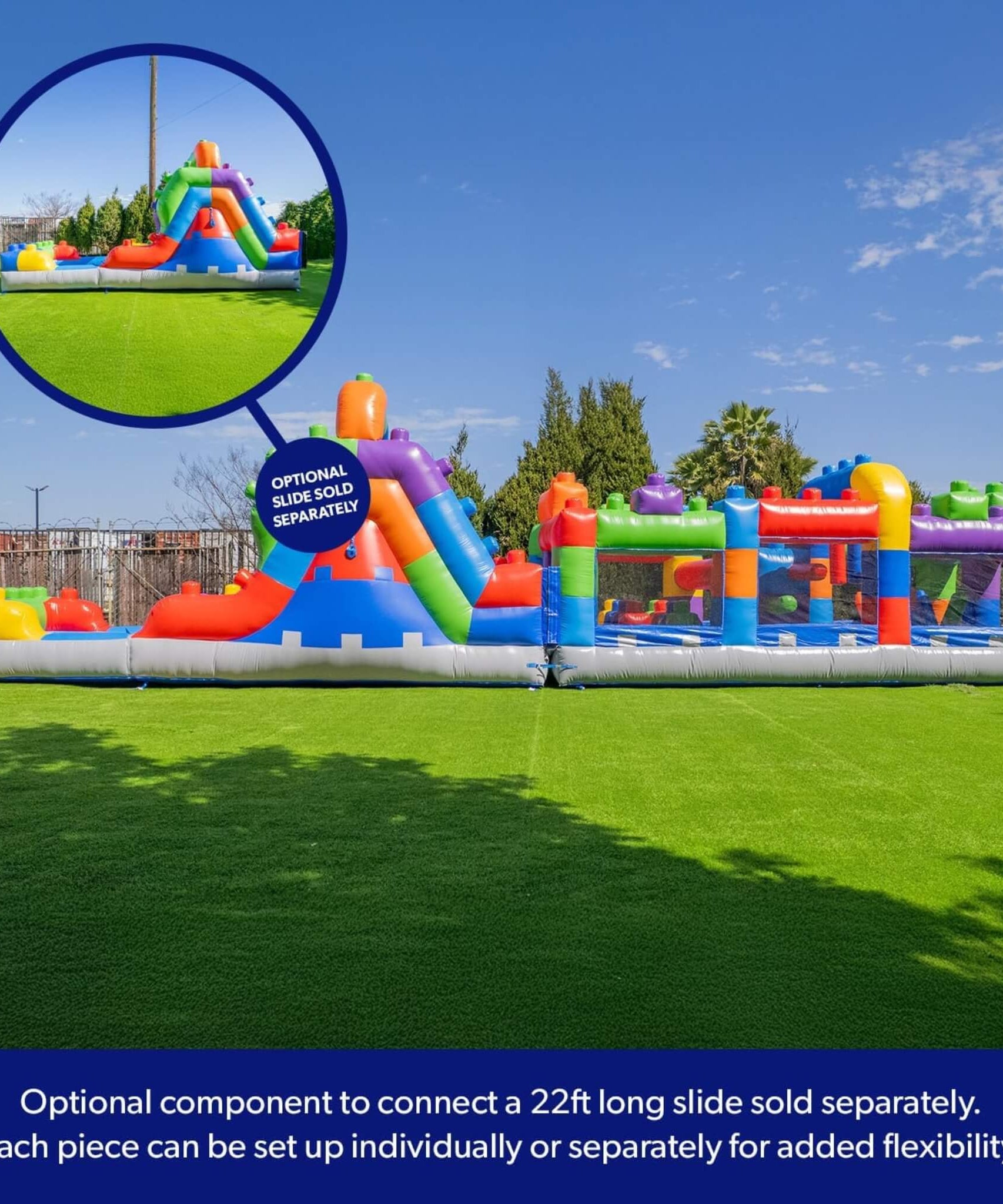 20FT Giant Multicolor Block Inflatable Obstacle Course With Large Mesh Windows (SAK75192)