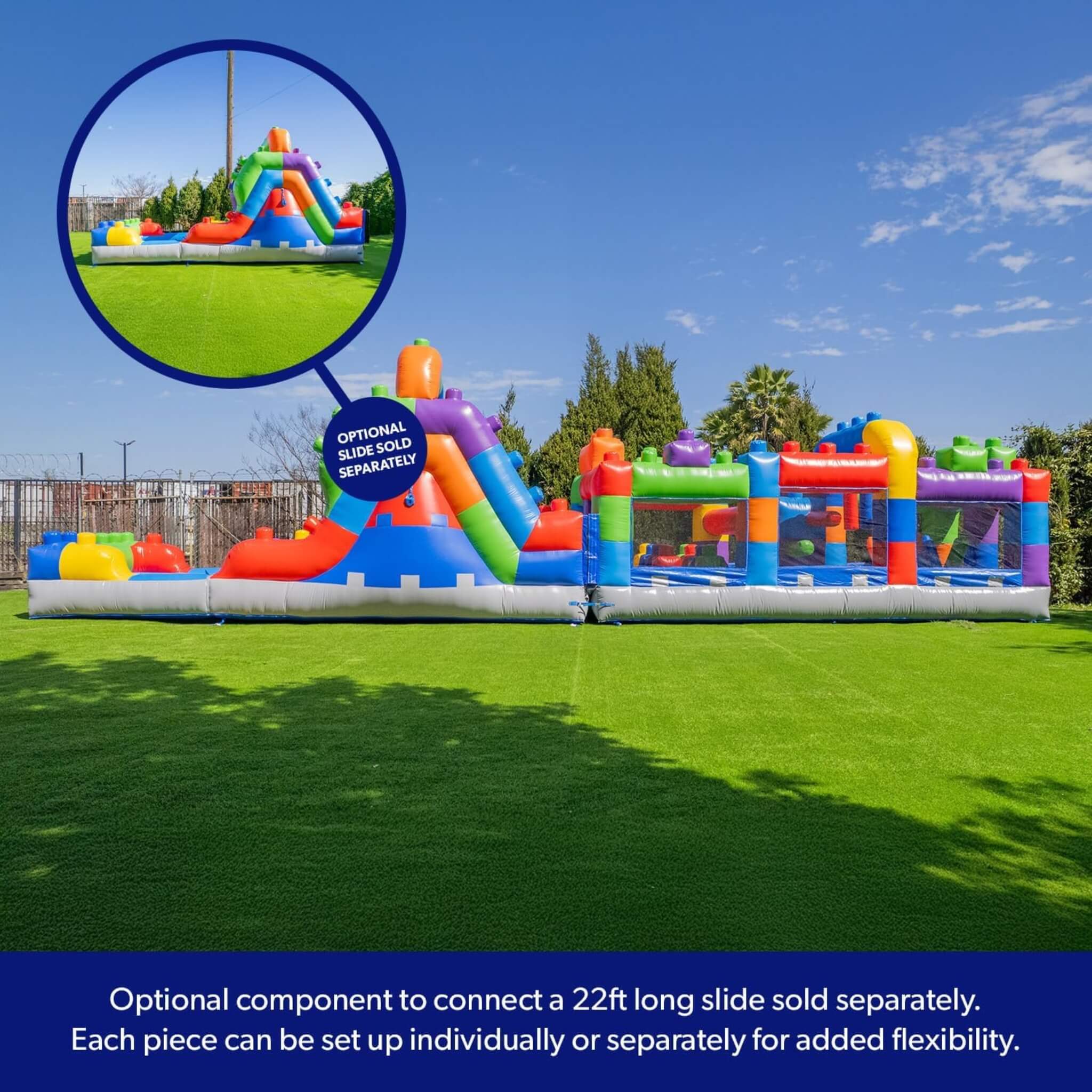 20FT Giant Multicolor Block Inflatable Obstacle Course With Large Mesh Windows (SAK75192)